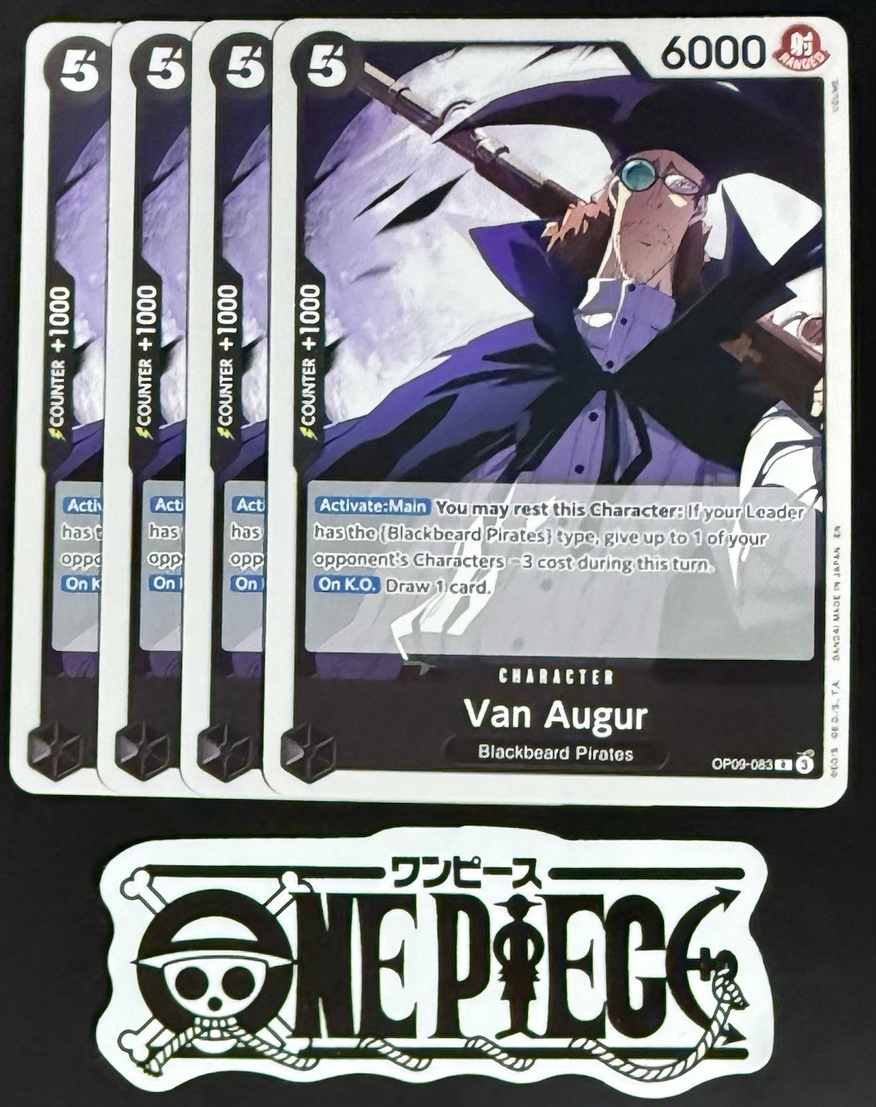 4x One Piece OP09-083 R Van Augur - ENG - Regular - Playset - ST27 - TCG - NM/M