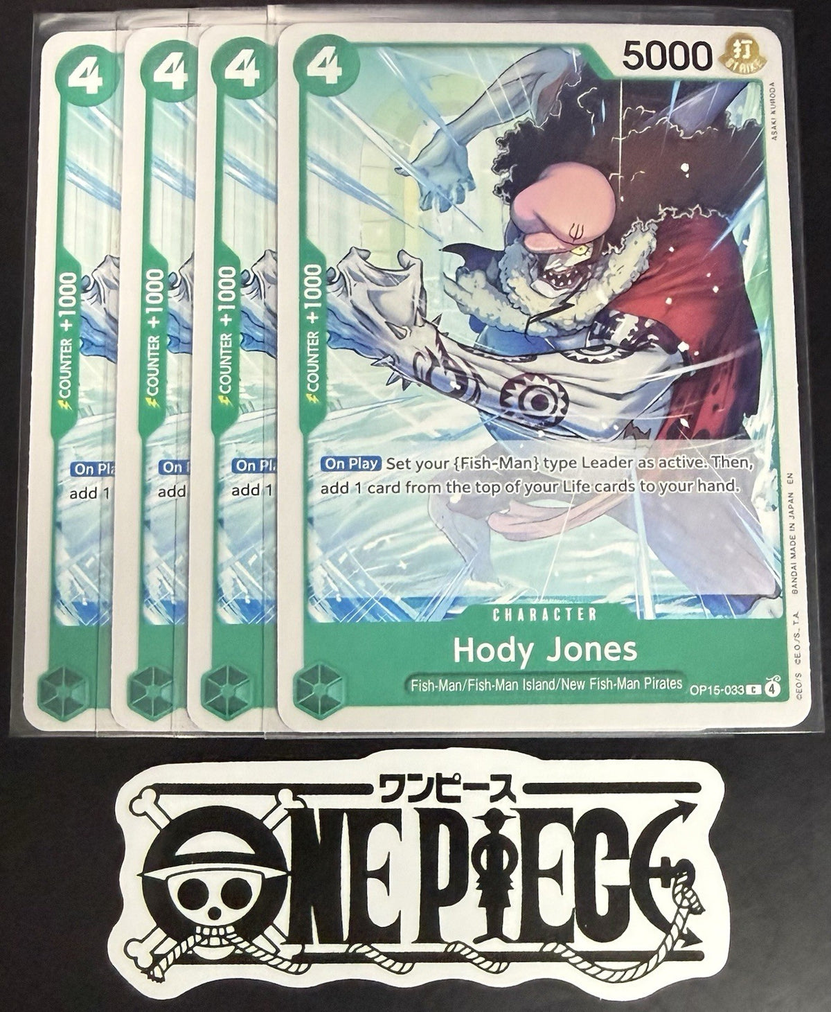 4x One Piece OP15-033 C - Hody Jones - EN - Regular - Play Set - TCG - NM/M