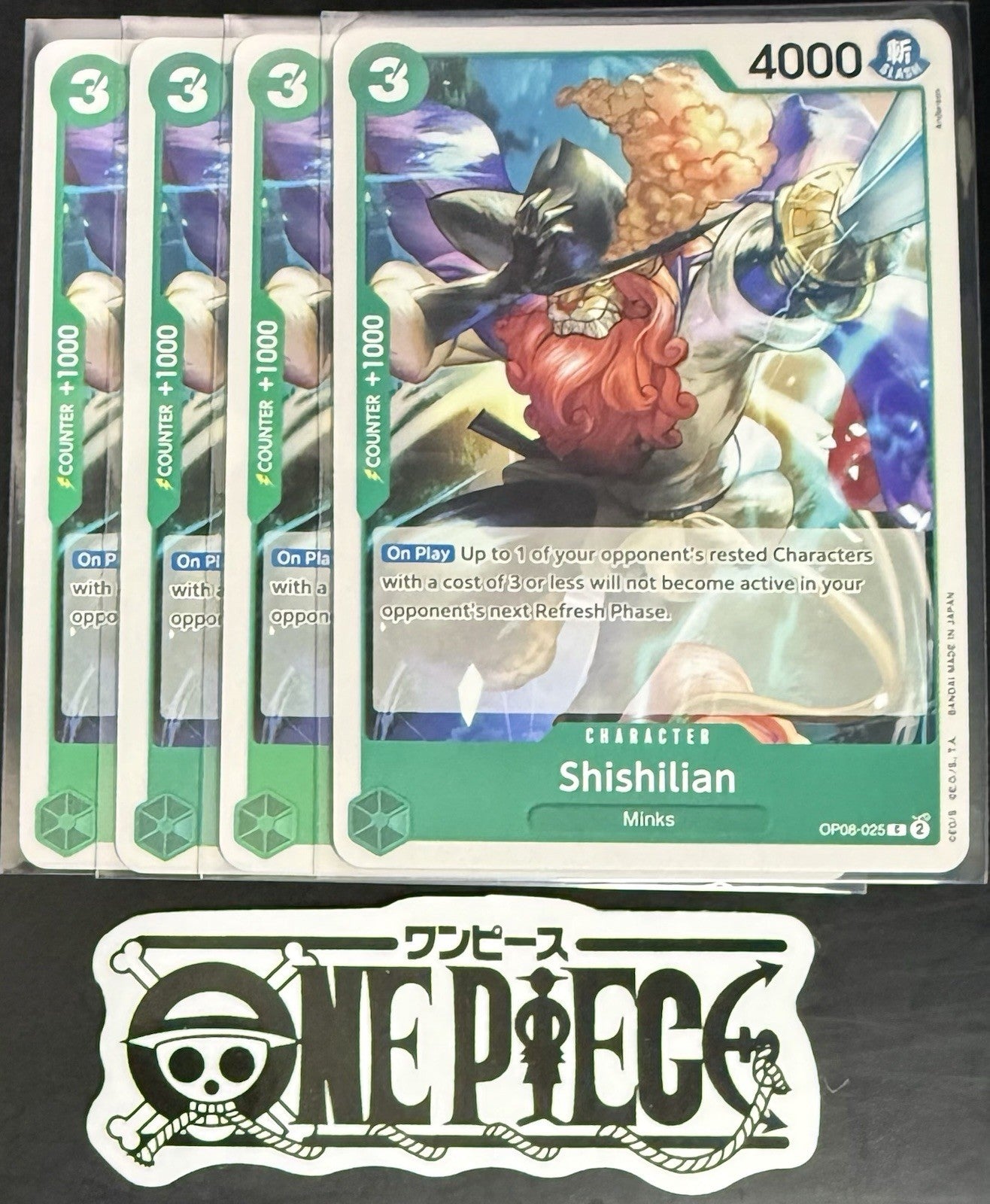 4x One Piece OP08-025 C Shishilian - ENG - Regular - Play Set - TCG - NM/M