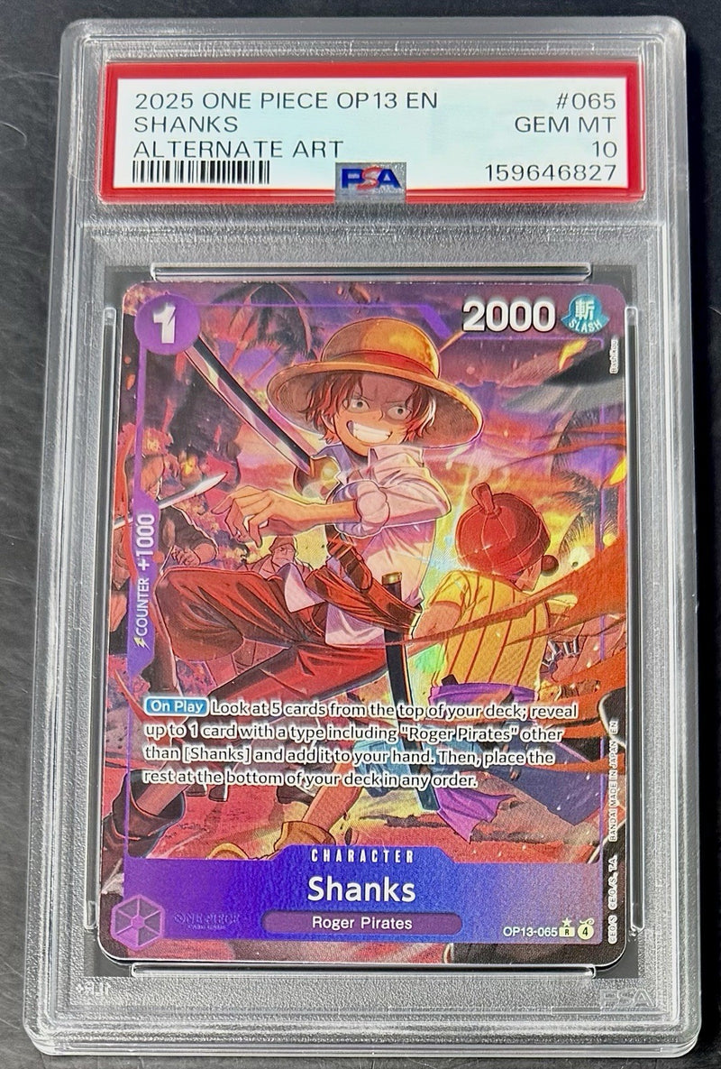 PSA 10 One Piece OP13-065 SR* - Shanks - Alt Art - EN - Carrying on His Will