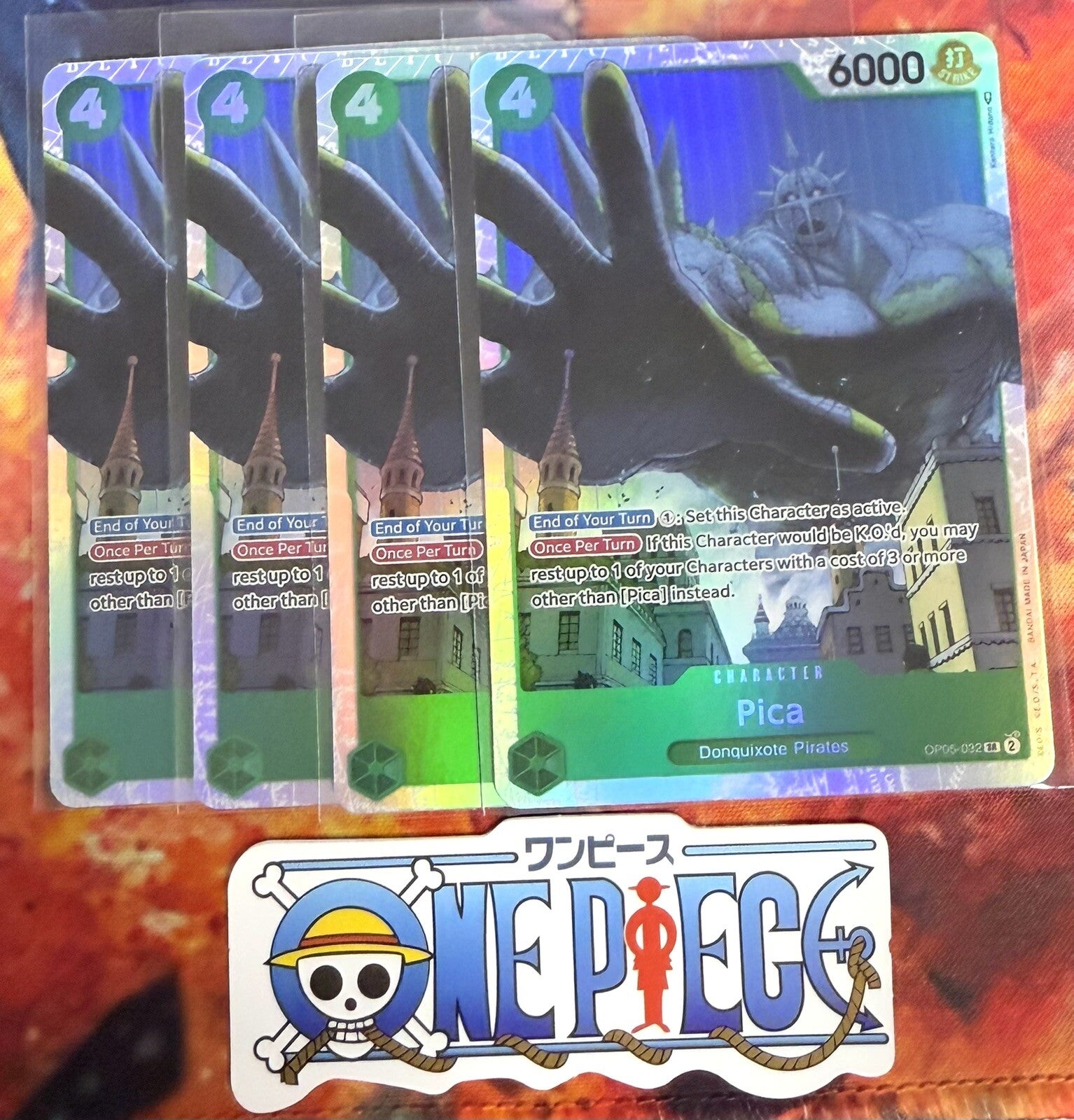 4x One Piece OP05-032 SR Pica - Foil - English - TCG - Play Set - NM/M