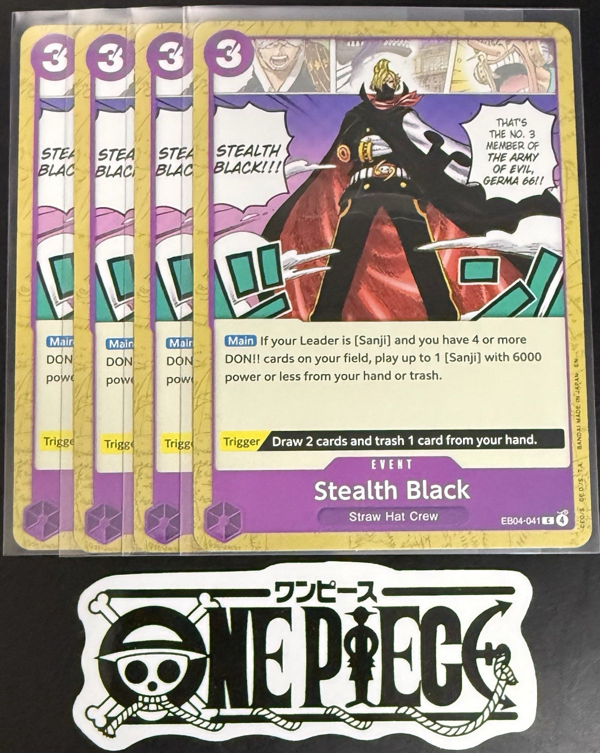 4x One Piece EB04-041 C - Stealth Black - EN - Regular - Play Set - TCG - NM/M