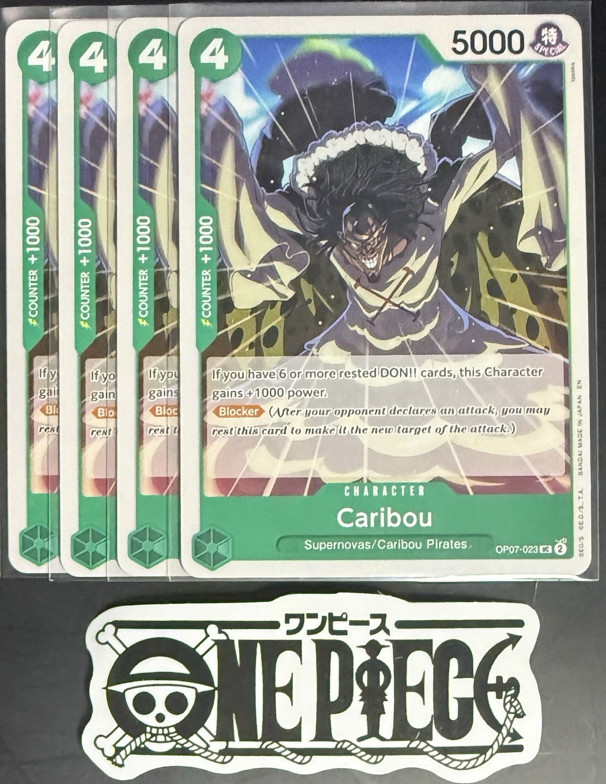 4x One Piece OP07-023 UC Caribou - English - Regular - Playset - TCG - NM/M