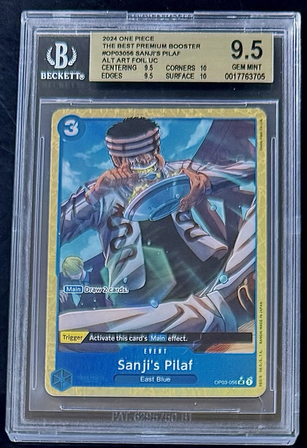 BGS 9.5 One Piece OP03-056 UC* - Sanji's Pilaf -Alt Art Foil - EN - PRB01-Graded