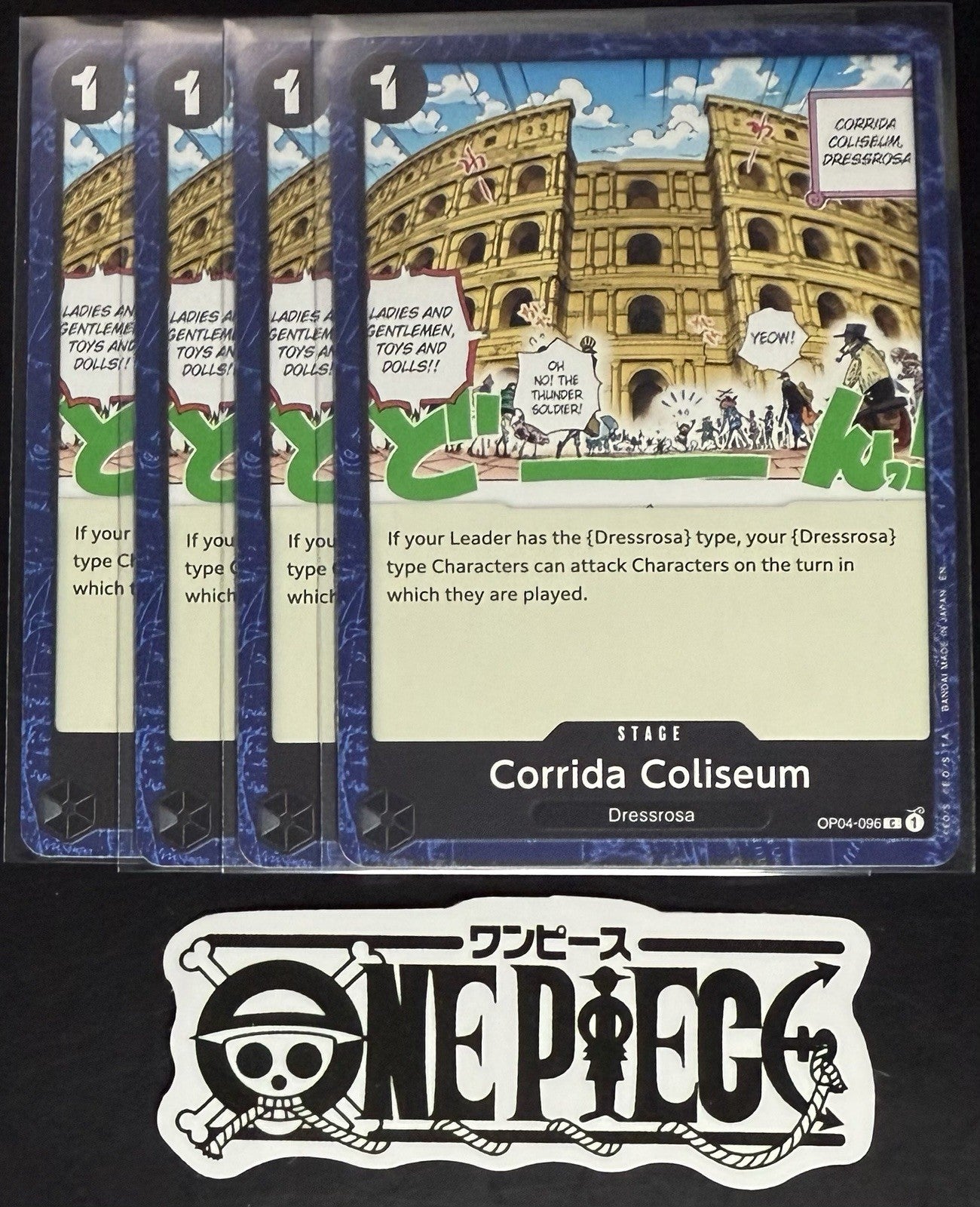 4x One Piece OP04-096 C Corrida Coliseum - English - Regular - Play Set - NM/M