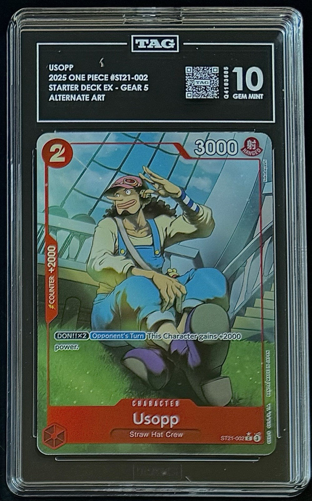 TAG 10 One Piece ST21-002 C* Usopp Alt Art - ENG - Foil - EX Gear 5 - Graded