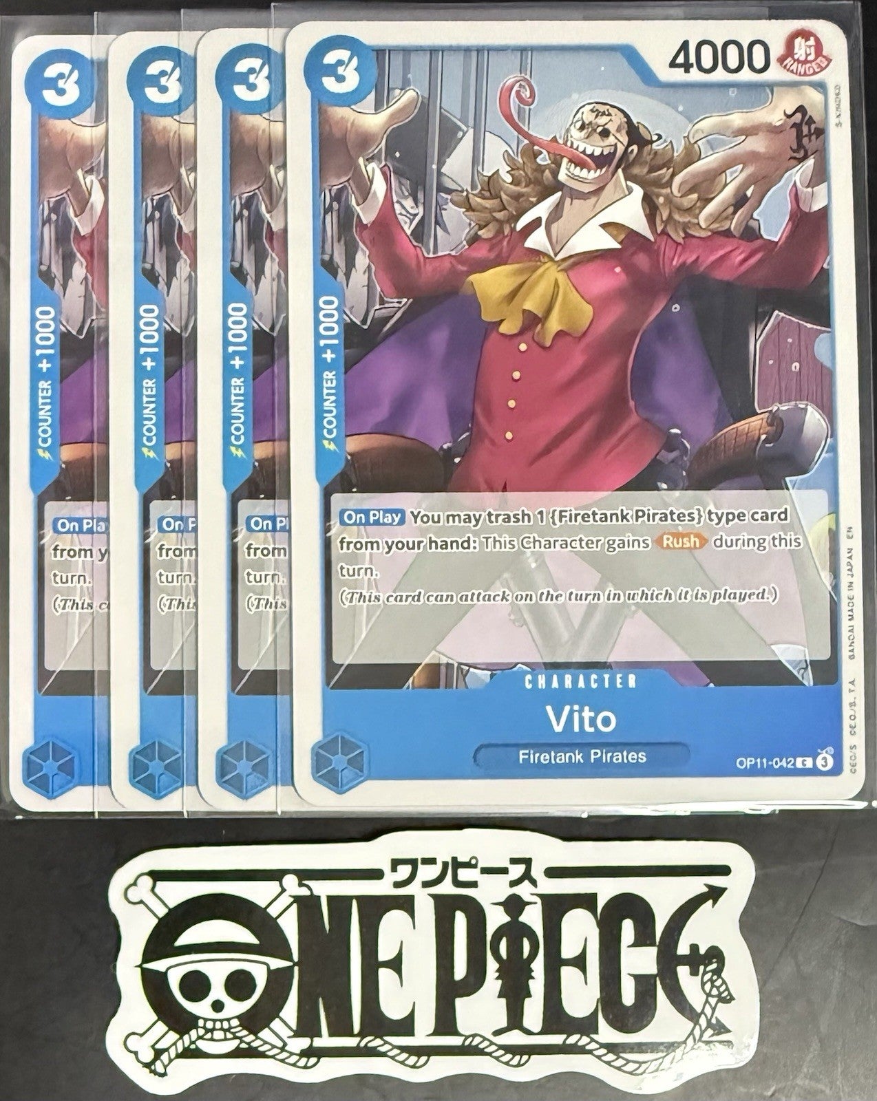 4 x One Piece OP11-042 C Vito - ENG - Regular - Playset - TCG - NM/M