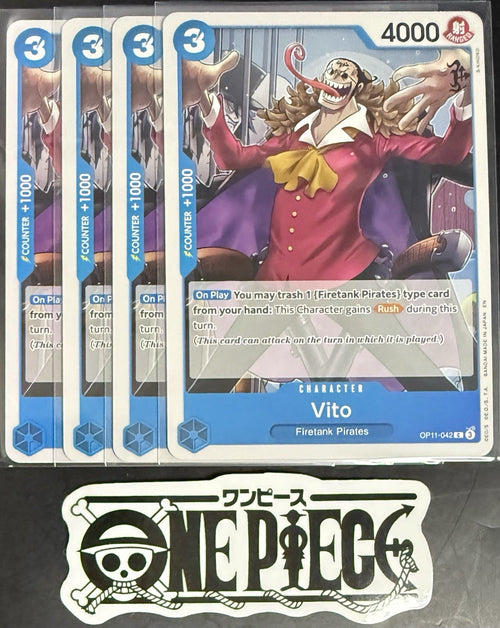 4 x One Piece OP11-042 C Vito - ENG - Regular - Playset - TCG - NM/M
