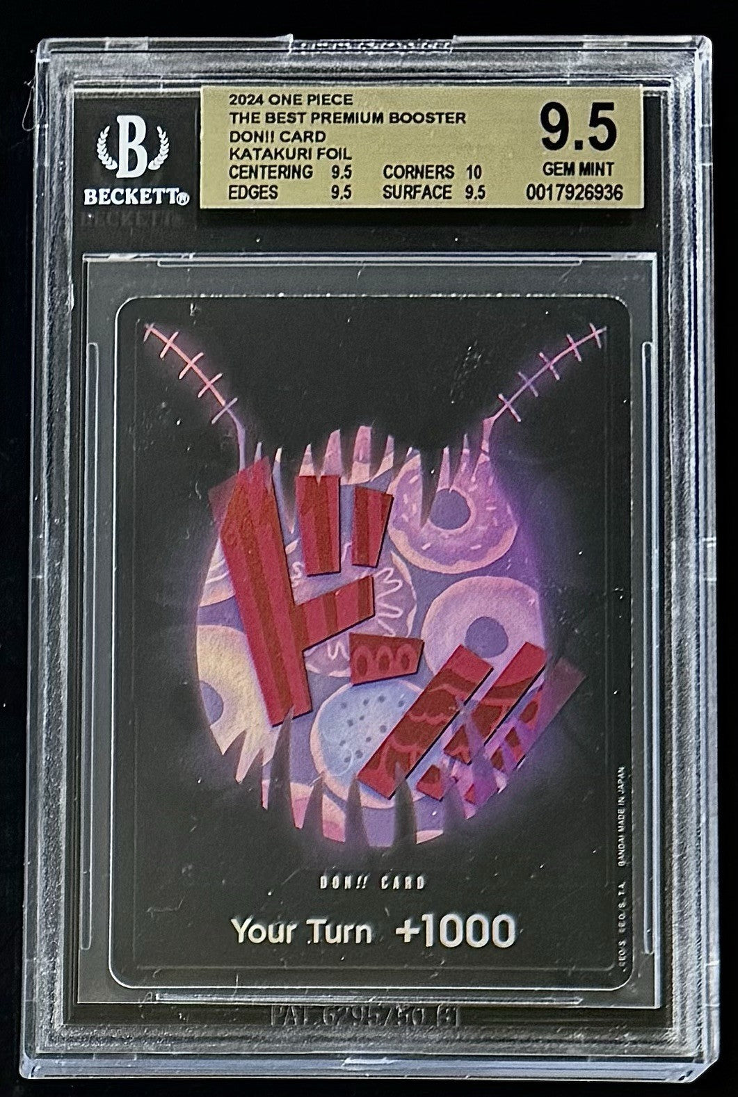 BGS 9.5 One Piece PRB01 Don!! Card Kakakuri - English - Foil - The Best - Graded