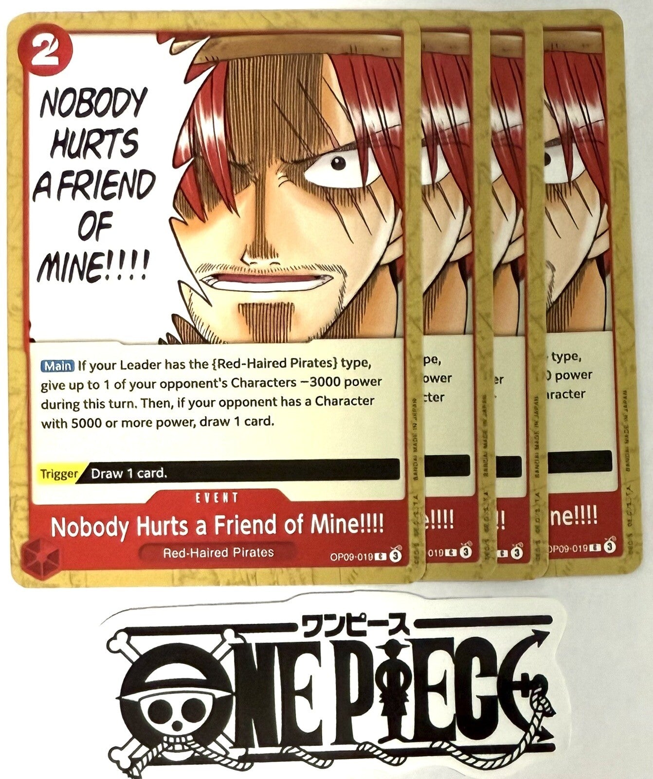 4x One Piece OP09-019 C Nobody Hurts a Friend...- English - Playset - TCG - NM/M