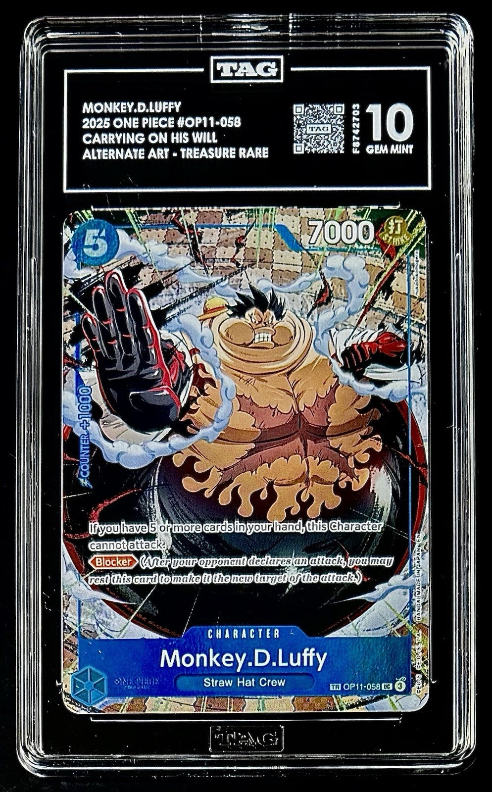 TAG 10 One Piece TR OP11-058 UC - Monkey.D.Luffy - EN - Treasure Rare - NM/M
