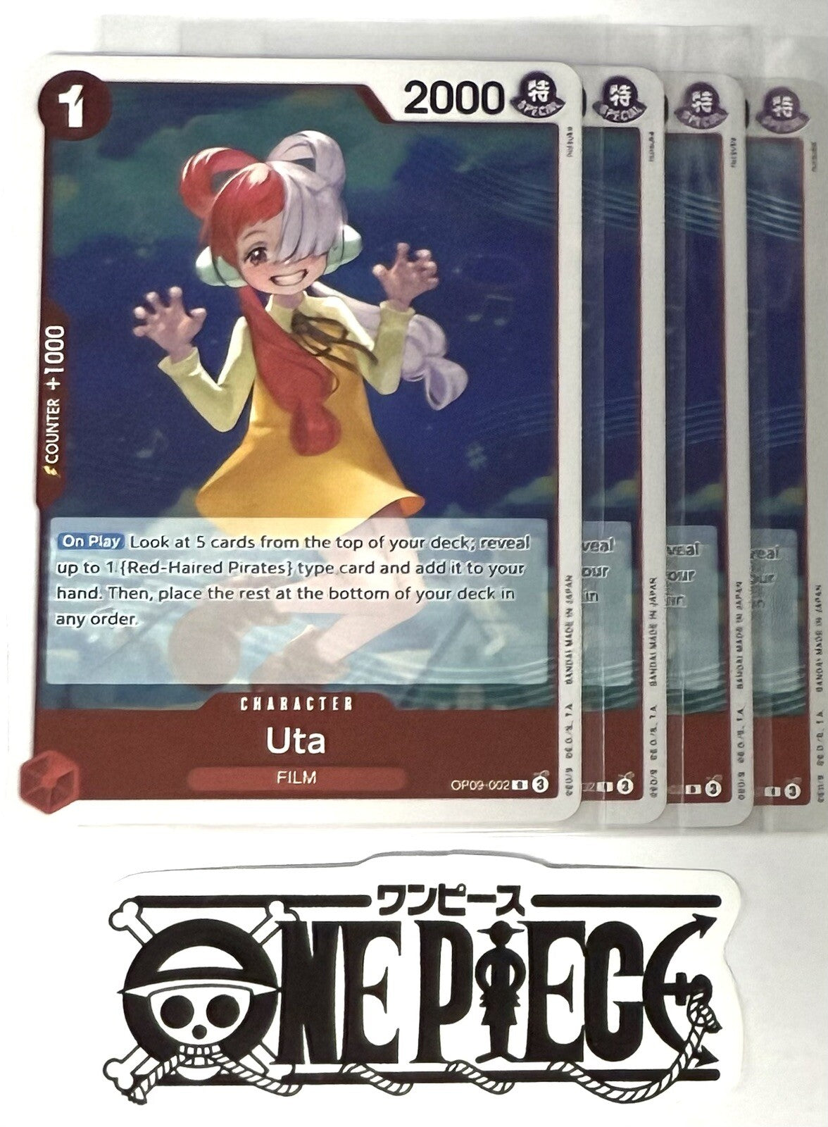 4x One Piece OP09-002 R Uta - Foil - English - TCG - Mint