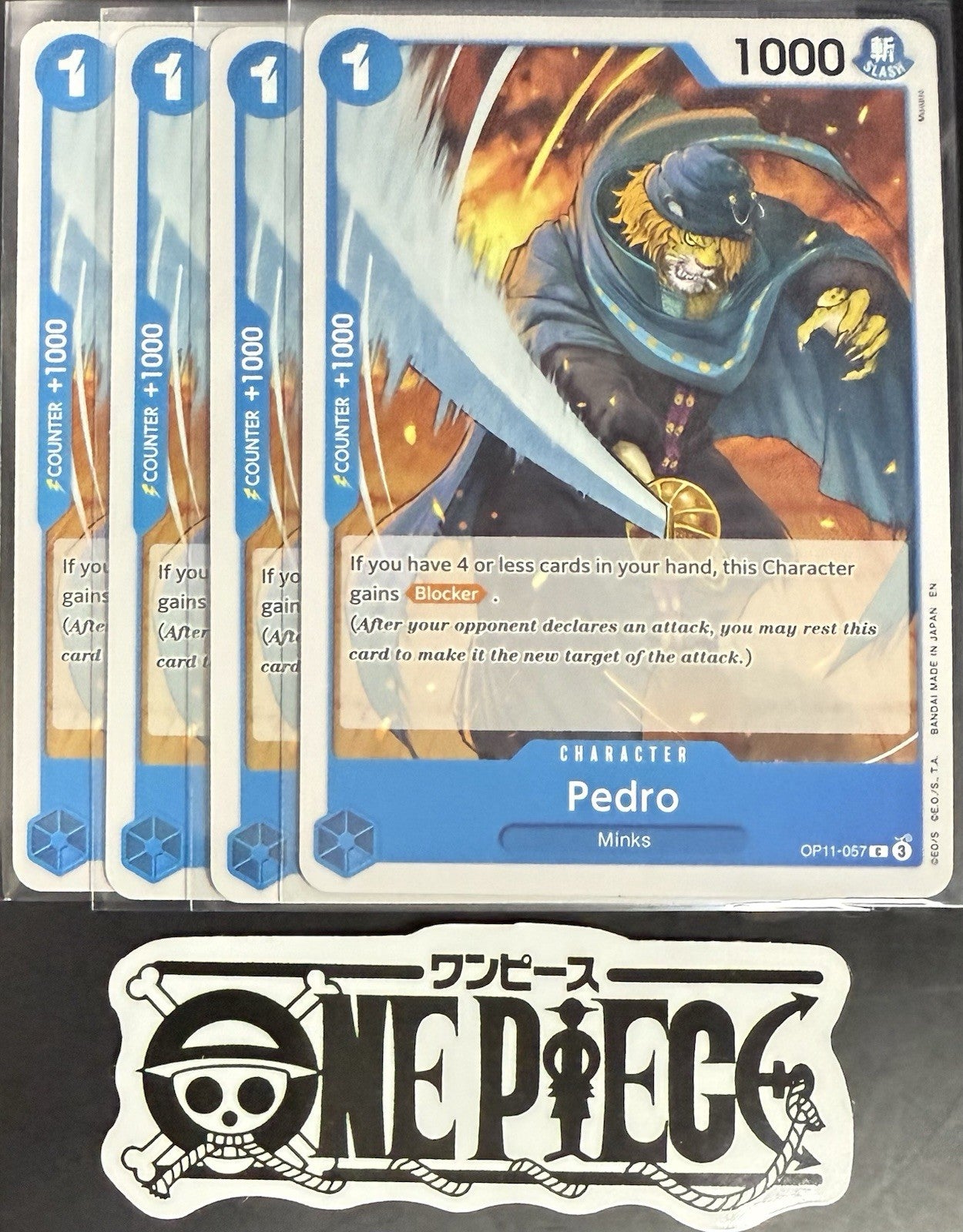4 x One Piece OP11-057 C Pedro - ENG - Regular - Playset - TCG - NM/M