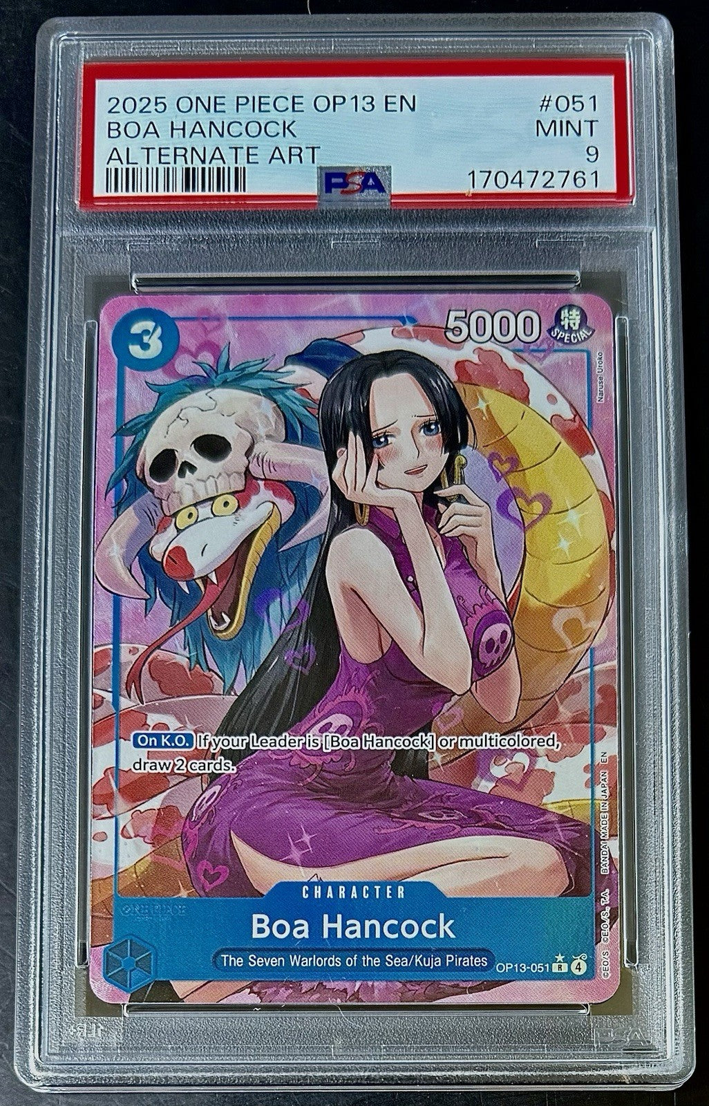 PSA 9 One Piece OP13-051 R* - Boa Hancock - Alt Art - EN - Carrying on His Will