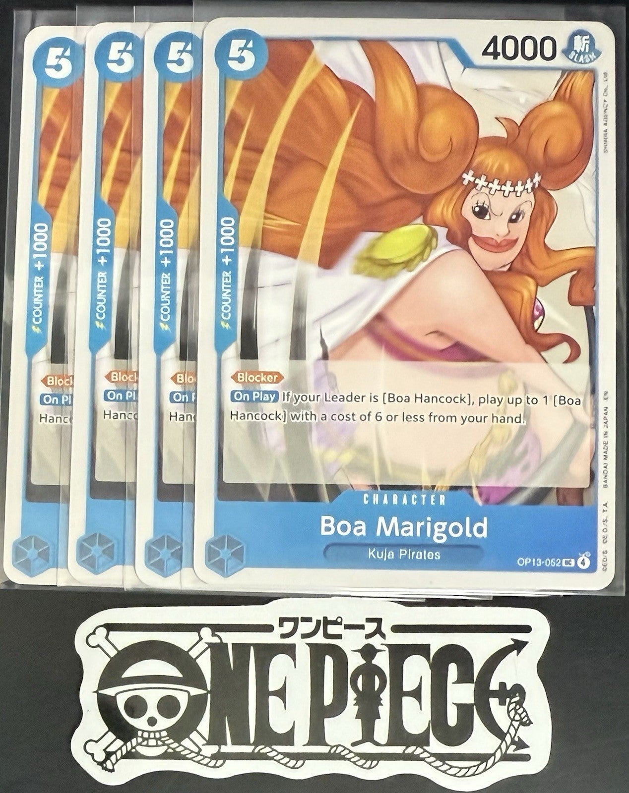 4x One Piece OP13-052 UC Boa Marigold - ENG - Regular - Playset - TCG - NM/M