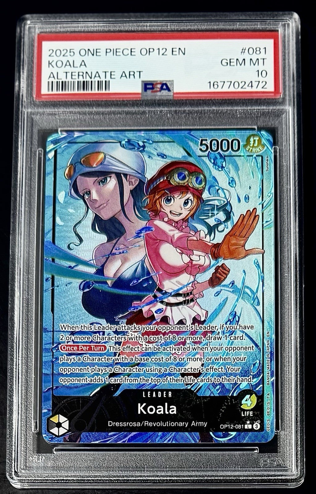 PSA 10 One Piece OP12-081 L* - Koala - Alt Art - EN - Legacy of the Master