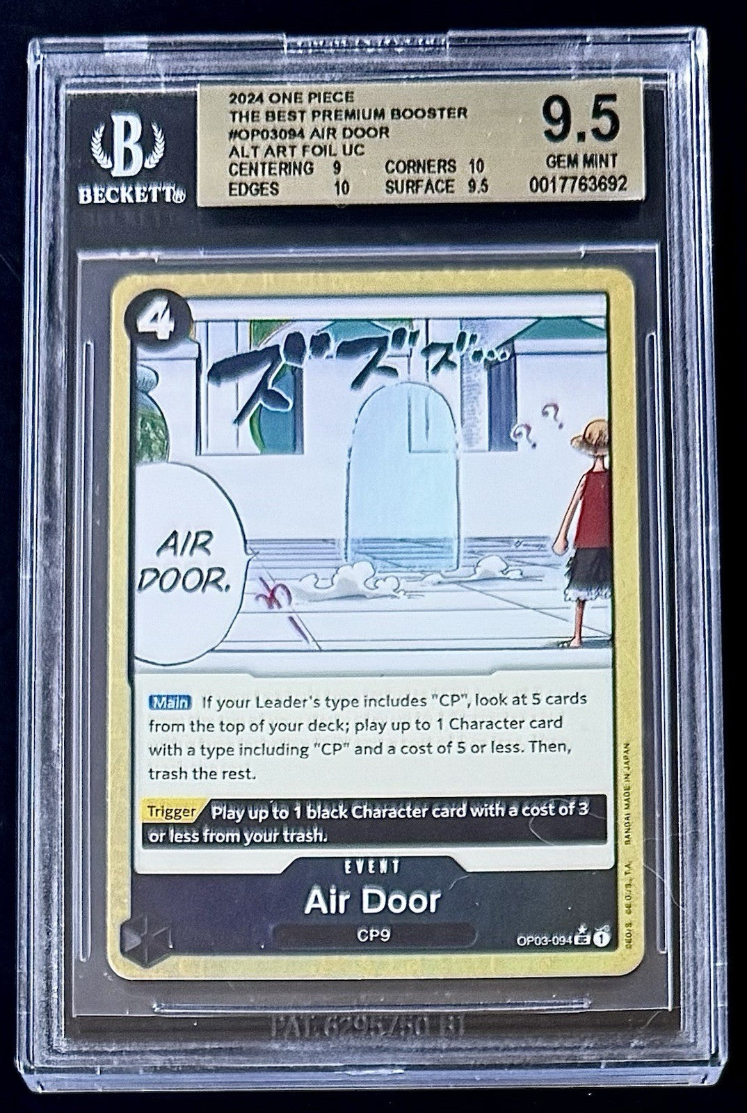 BGS 9.5 One Piece OP03-094 UC* Air Door Alt Art Foil - English - PRB01 - Graded