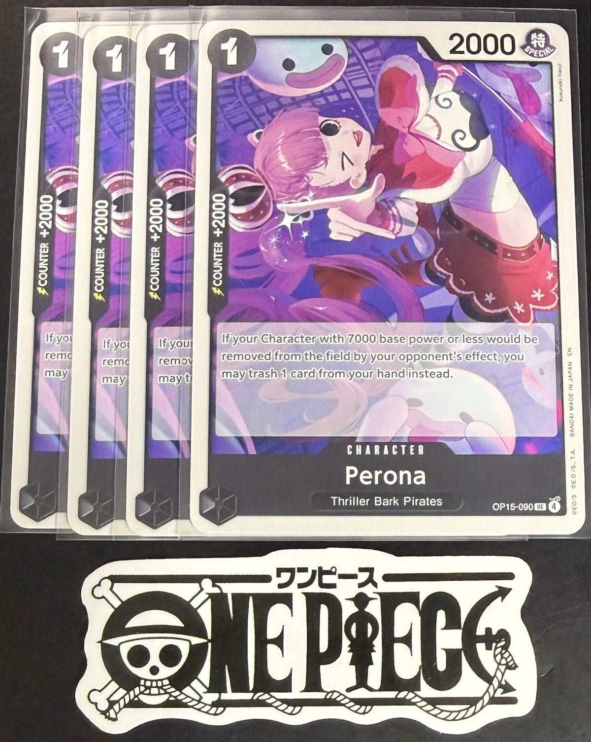 4x One Piece OP15-090 UC - Perona - EN - Regular - Play Set - TCG - NM/M