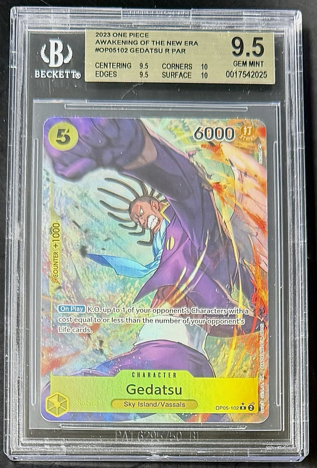BGS 9.5 One Piece OP05-102 R* Gedatsu Parallel - EN- Awakening of the New Era
