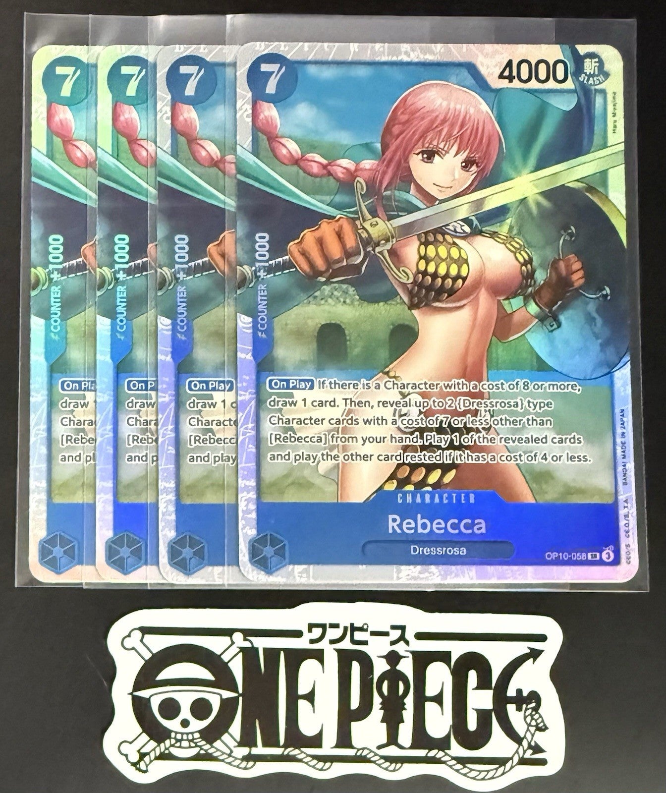 4x One Piece OP10-058 SR Rebecca - English - Foil - Playset - TCG - NM/M