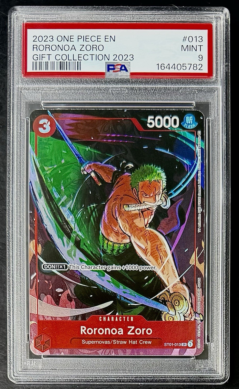 PSA 9 One Piece ST01-013 SR - Roronoa Zoro - EN - 2023 Gift Collection Promo