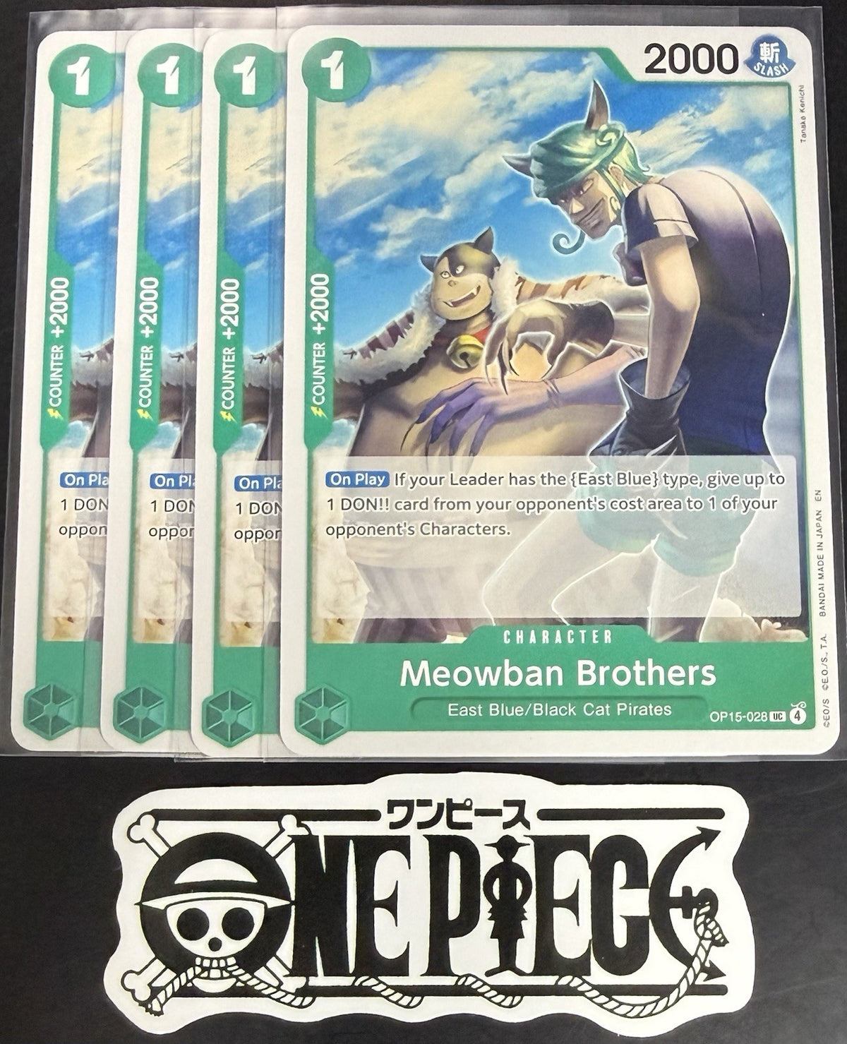 4x One Piece OP15-028 UC - Meowban Brothers - EN - Regular - Play Set -TCG- NM/M