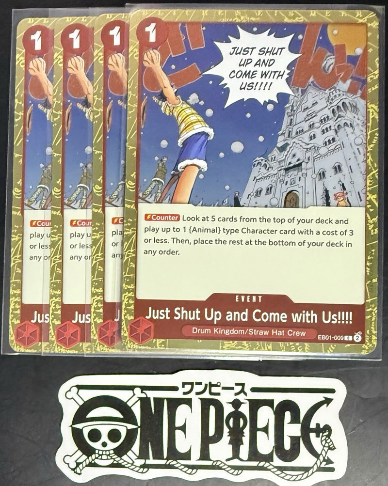 4 x One Piece EB01-009 C Come With Us!!! - English - PRB02 Foil - Playset - NM/M