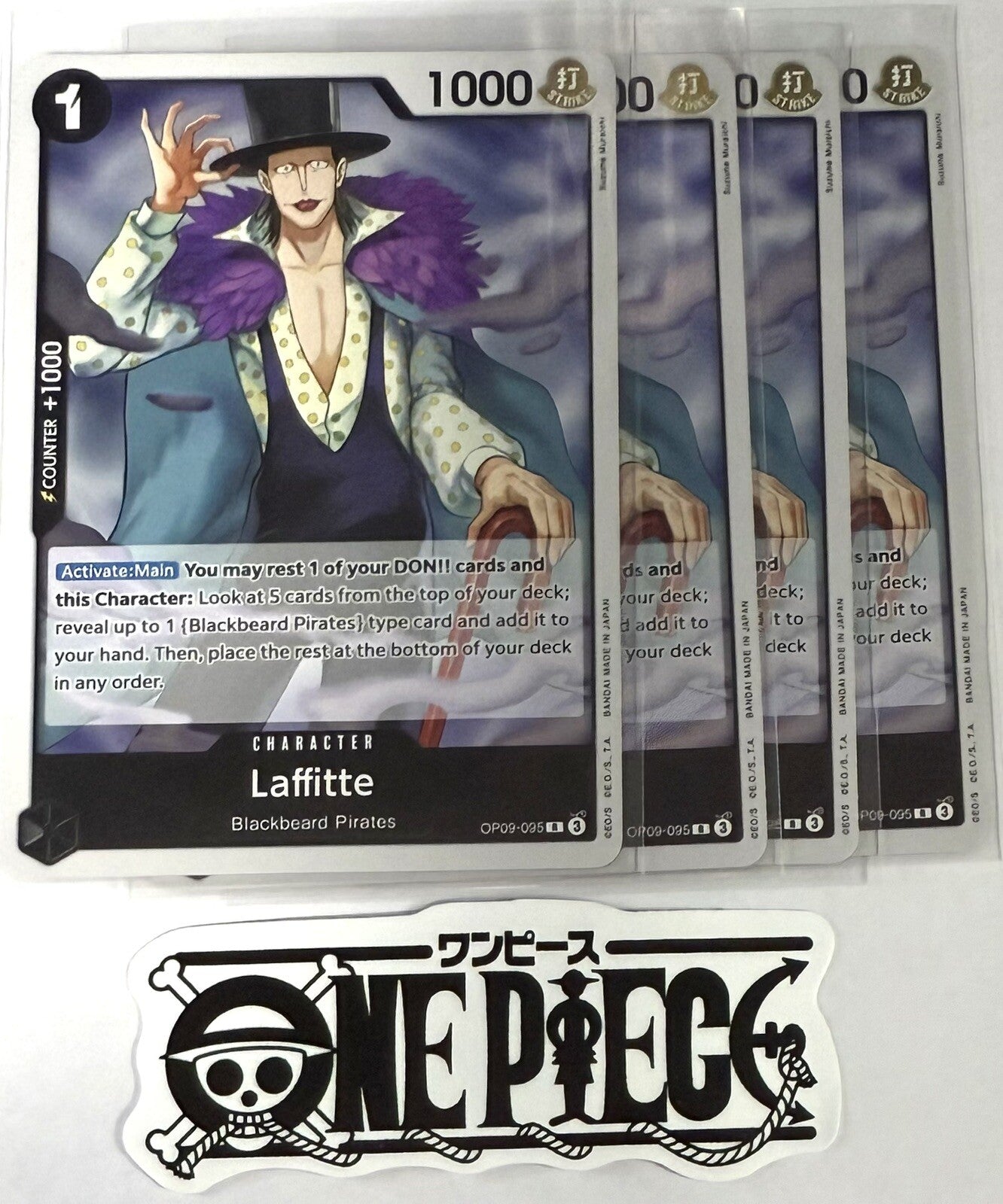 4x One Piece OP09-095 R Laffitte - Foil - English - Play Set - TCG - NM/M