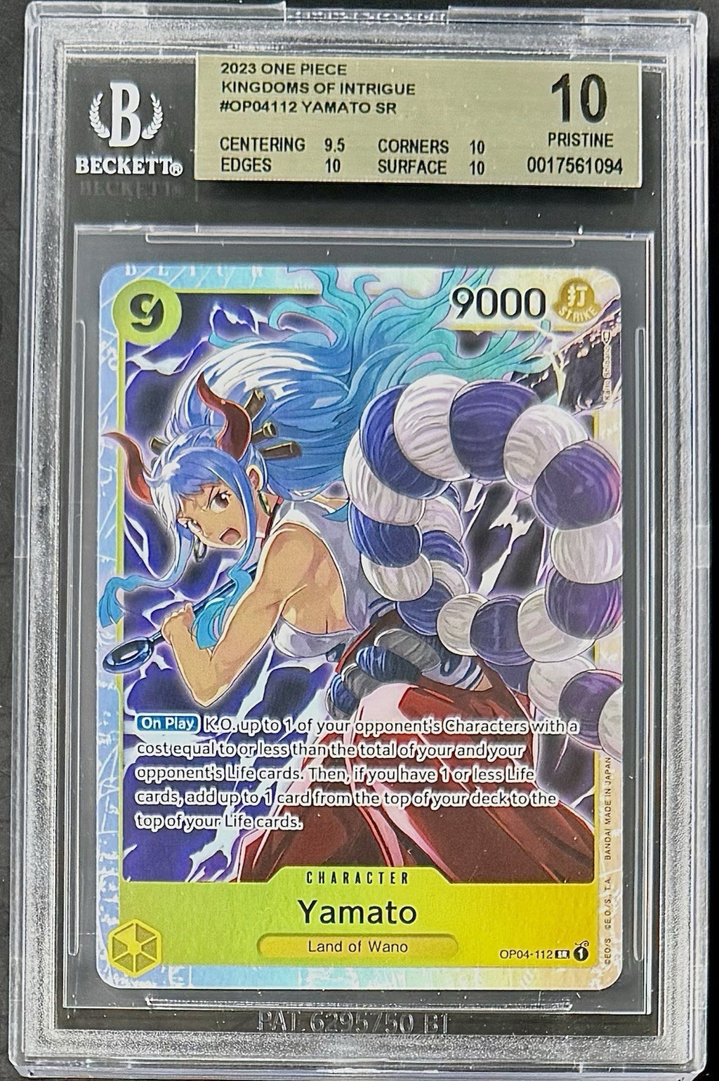 BGS 10 One Piece OP04-112 SR Yamato - English - Kingdoms of Intrigue - Graded