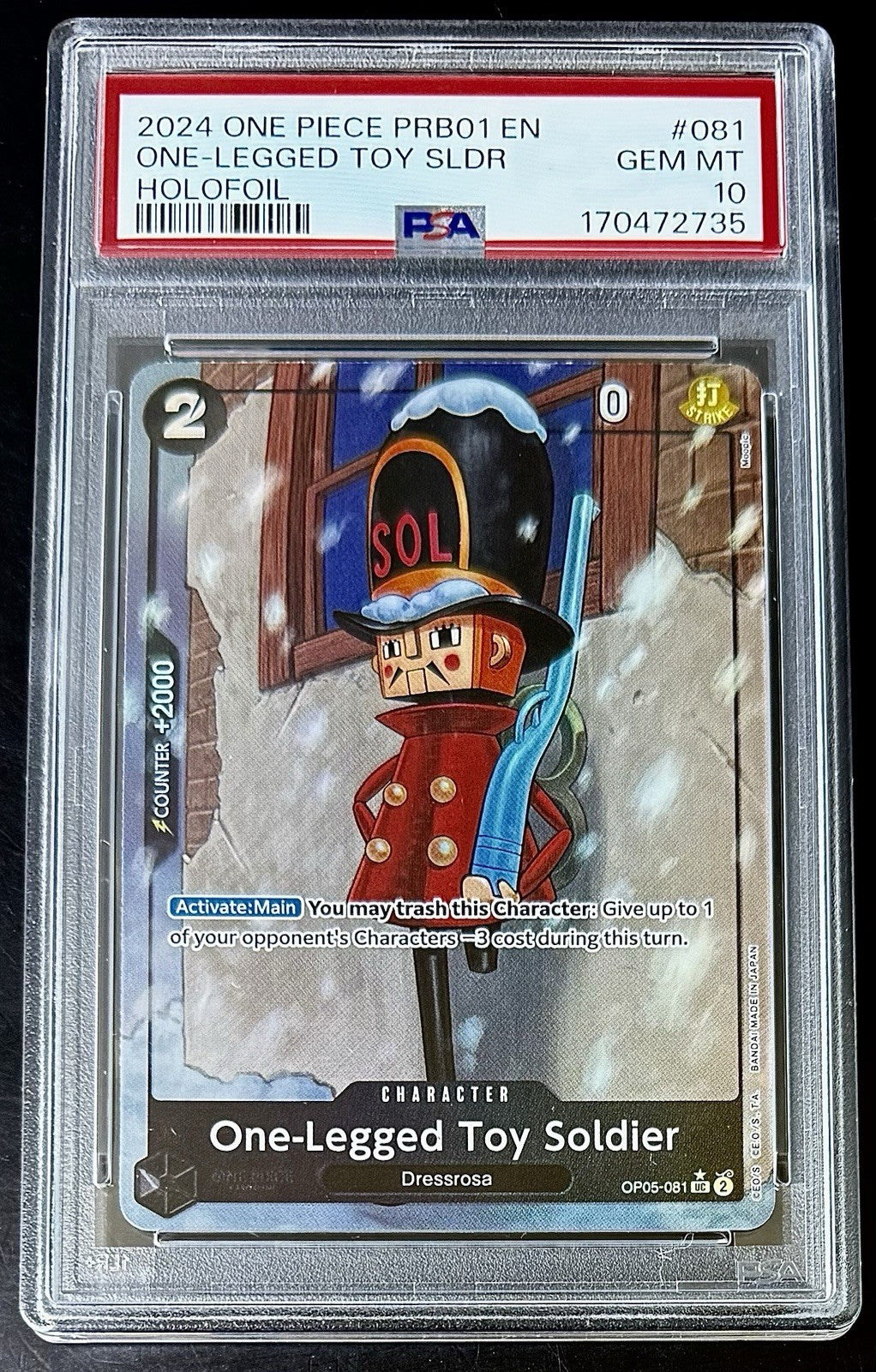 PSA 10 One Piece OP05-081 UC* - One-Legged Toy Soldier - Holofoil - EN - PRB01