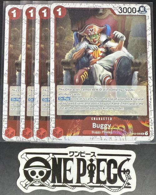 4 x One Piece OP03-008 UC Buggy - English - PRB02 Foil - Playset - NM/M