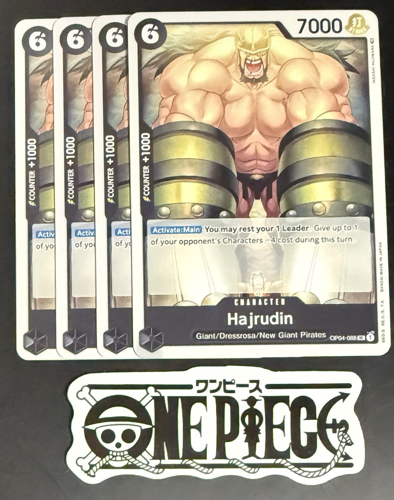 4x One Piece OP04-088 UC Hajrudin - English - Regular - Play Set - TCG - NM/M