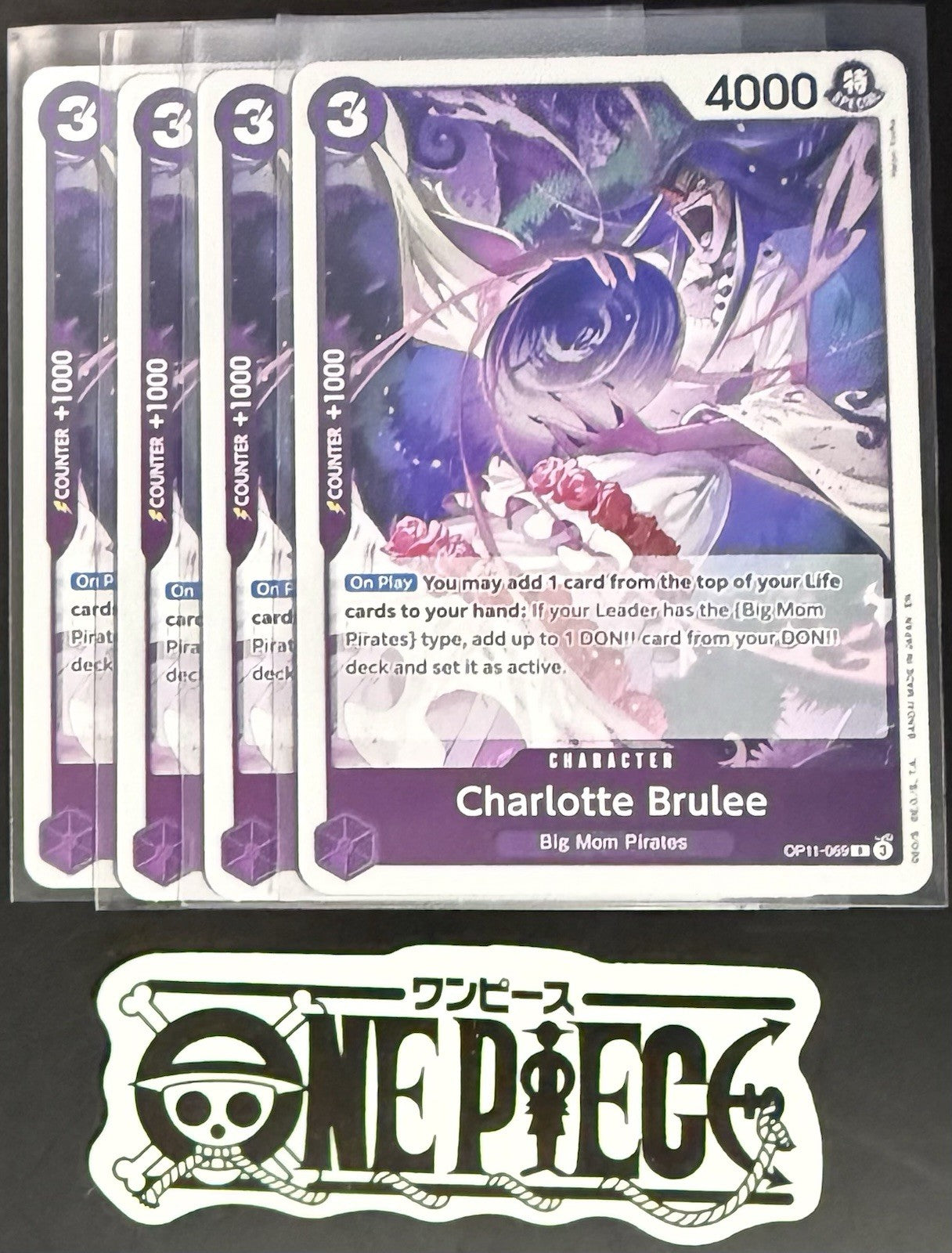 4x One Piece OP11-069 R Charlotte Brulee - English - Foil - Playset - TCG - NM/M