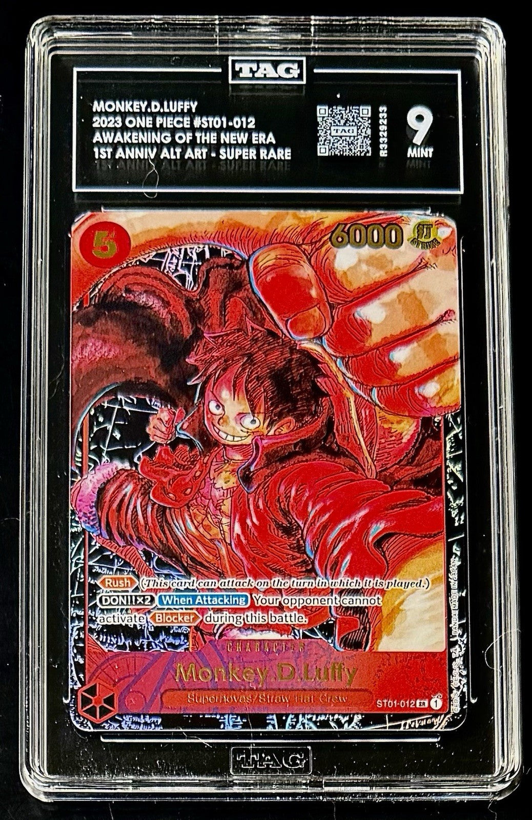 TAG 9 One Piece ST01-012 SR - Monkey.D.Luffy - 1st Anniv. Alt Art - EN - Foil
