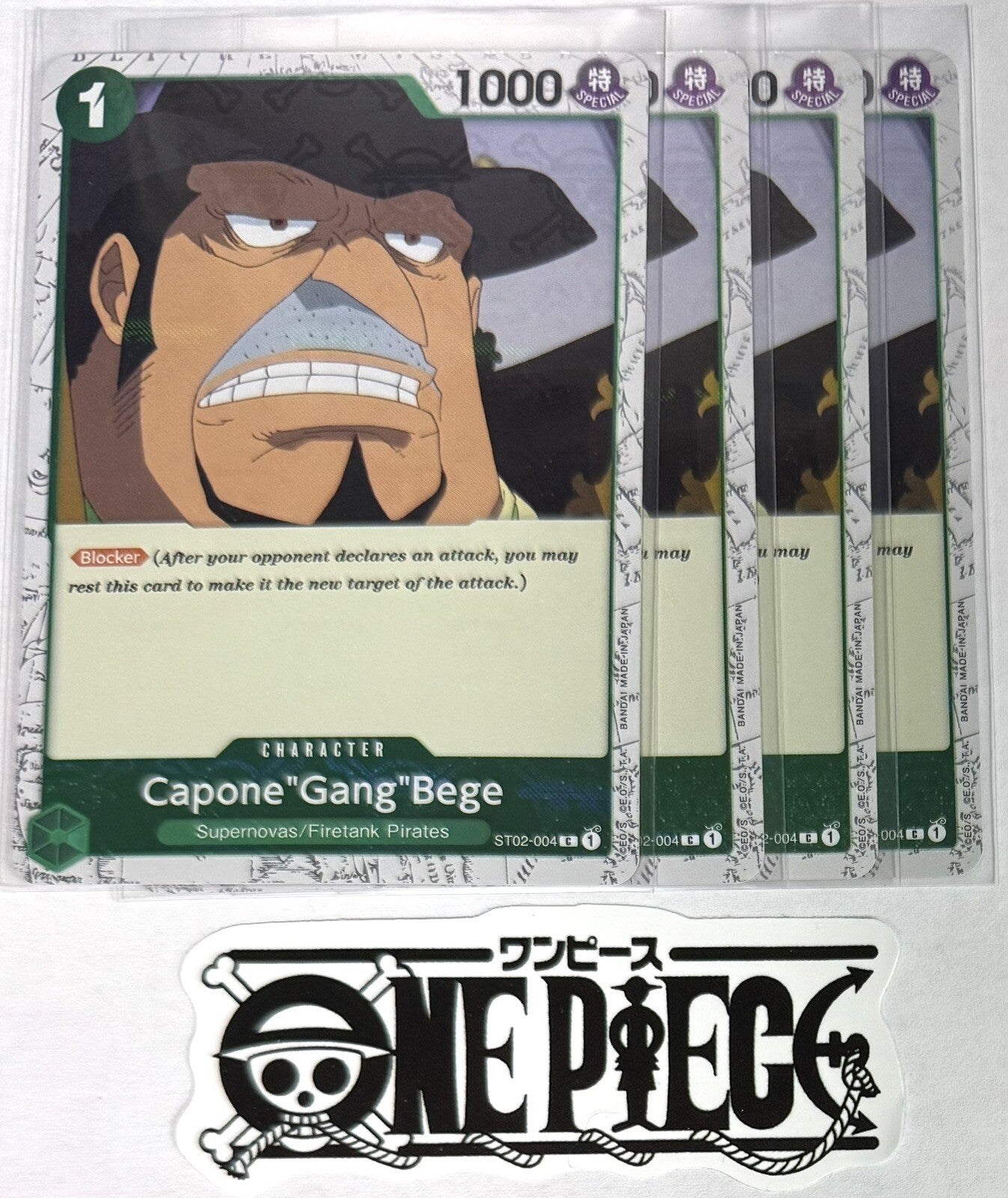 4x One Piece  ST02-004 C Capone"Gang"Bege - Flag Foil - English - Playset - NM/M