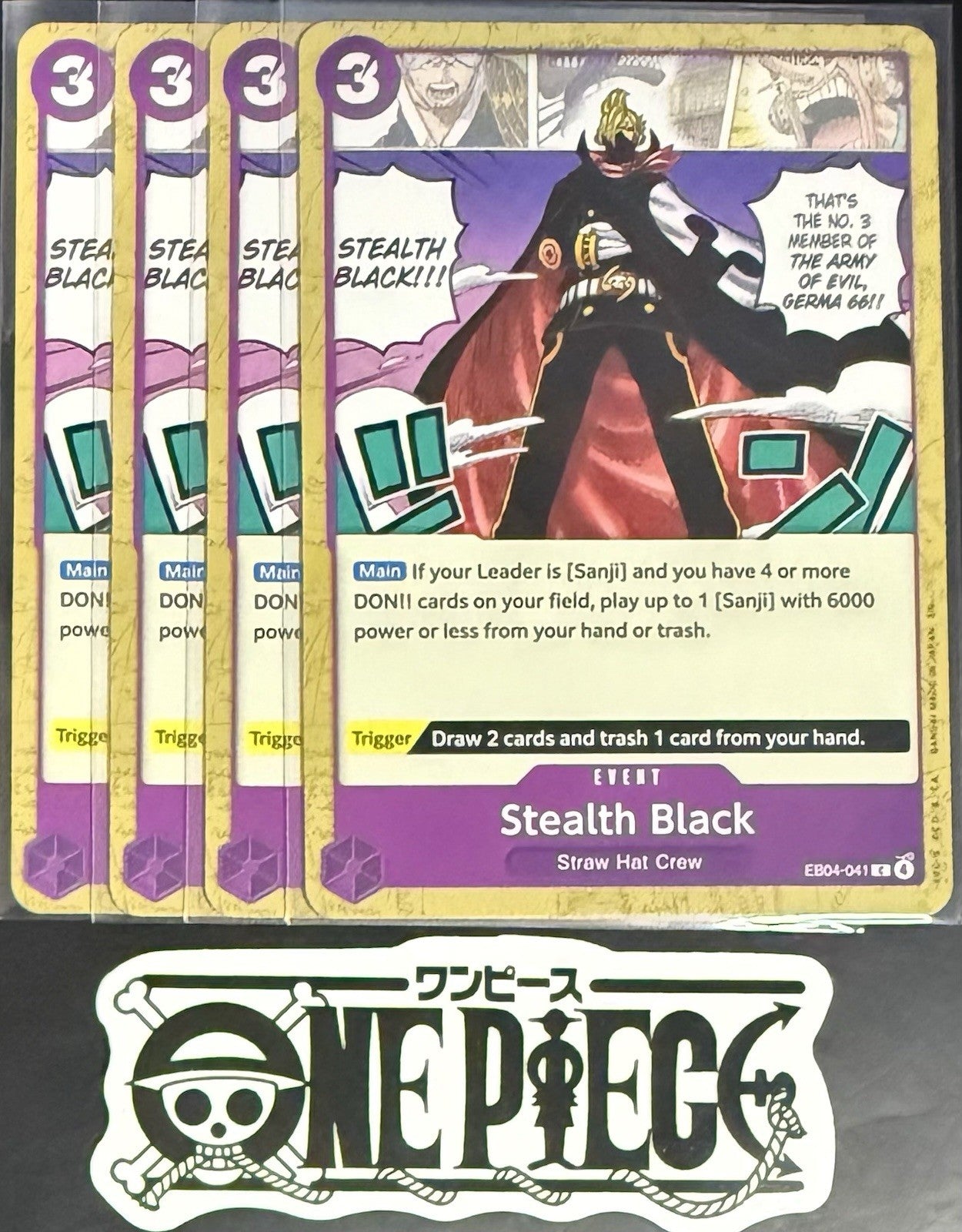 4x One Piece EB04-041 C Stealth Black - ENG - Regular - Play Set - TCG - NM/M