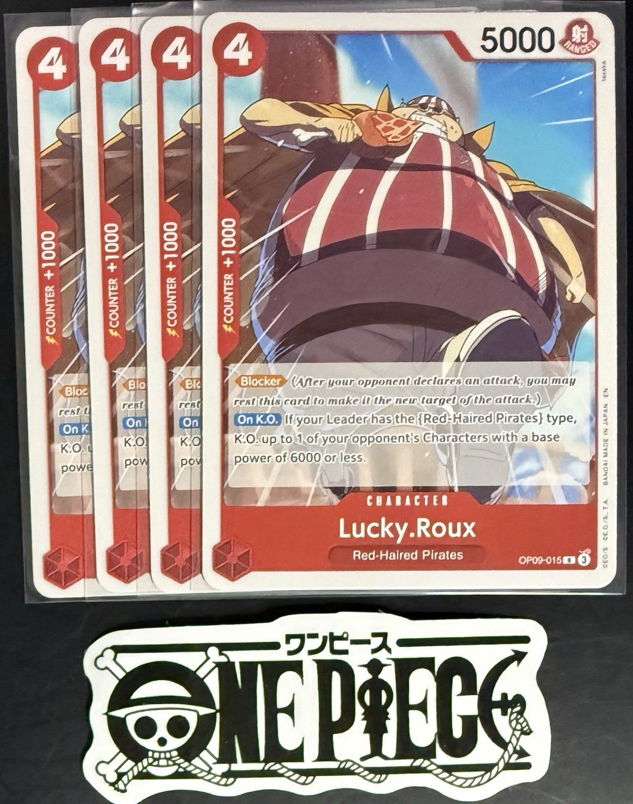 4x One Piece OP09-015 R Lucky.Roux - English - Regular - Playset - TCG - NM/M