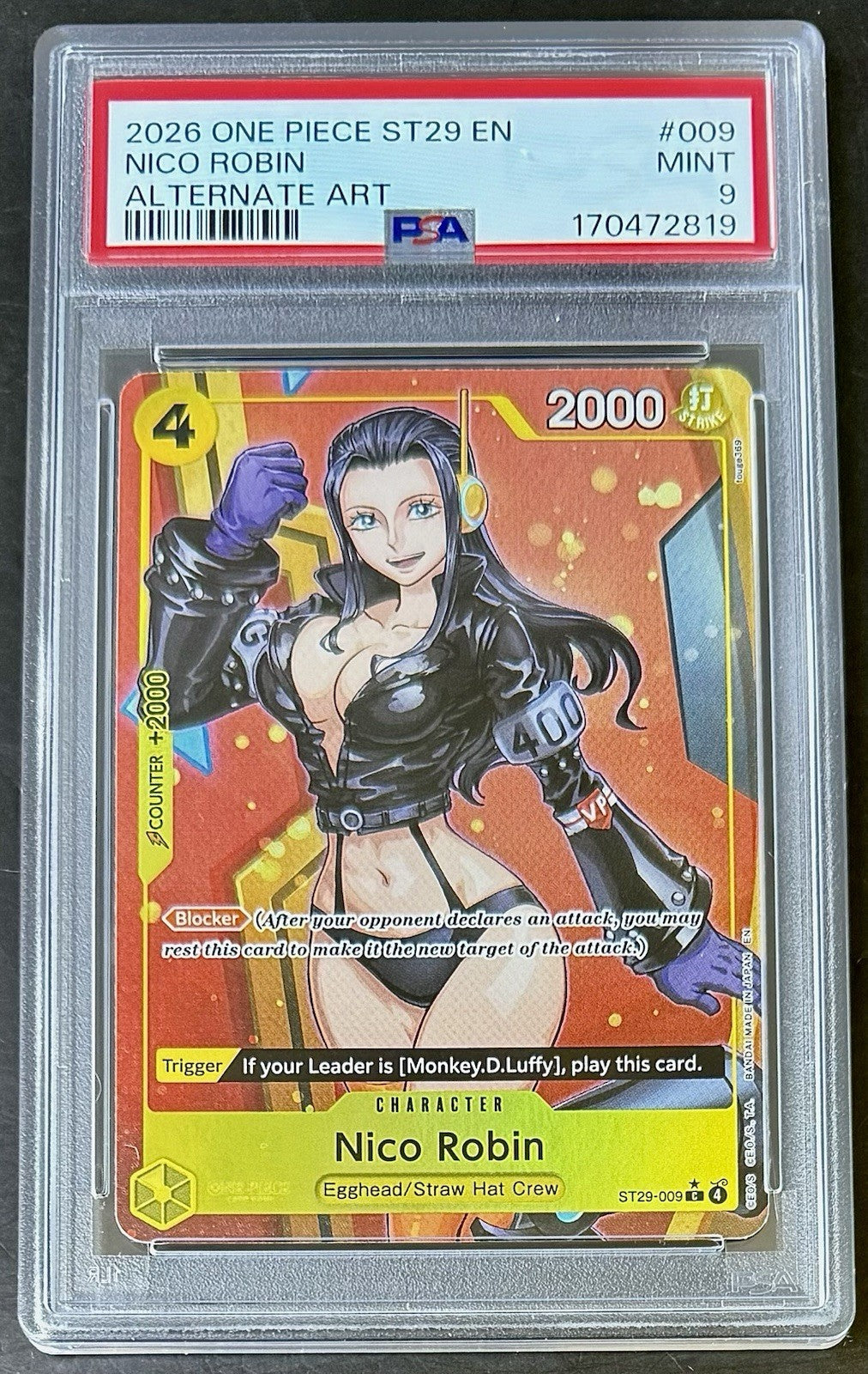 PSA 9 One Piece ST29-009 C* - Nico Robin - Alt Art - EN - Foil - Egghead