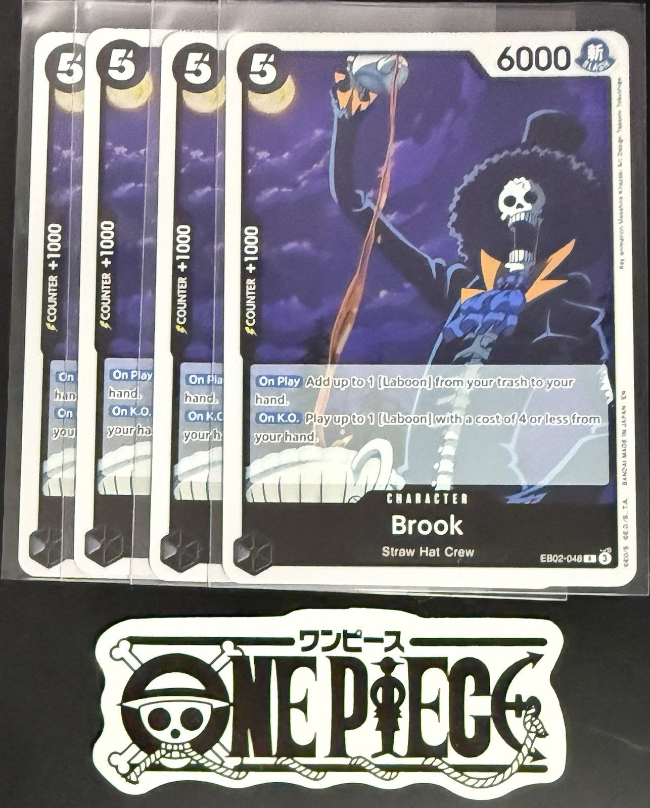4x One Piece EB02-048 R Brook - English - Foil - Play Set - TCG - NM/M