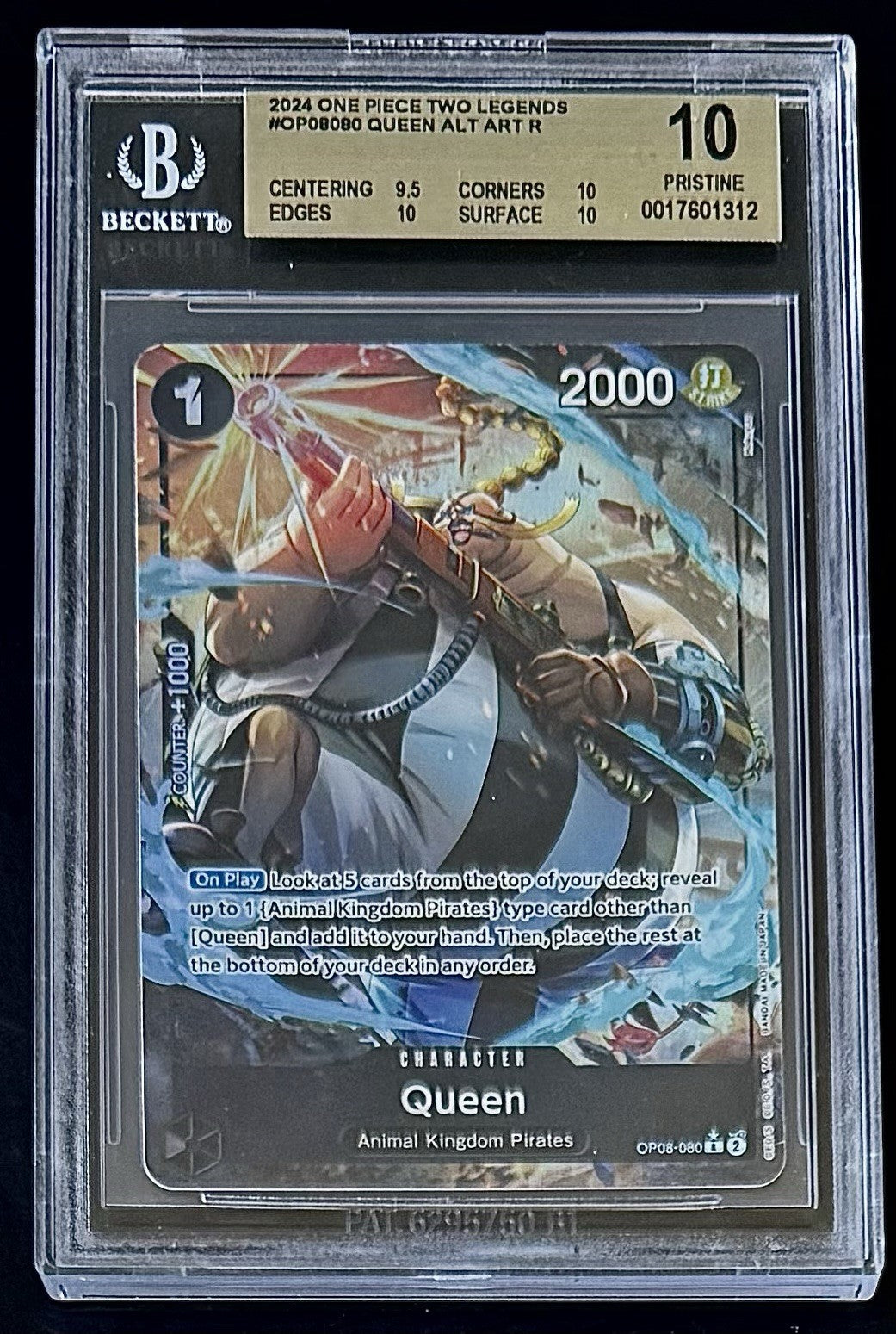 BGS 10 One Piece OP08-080 R* Queen - English - Two Legends - Graded