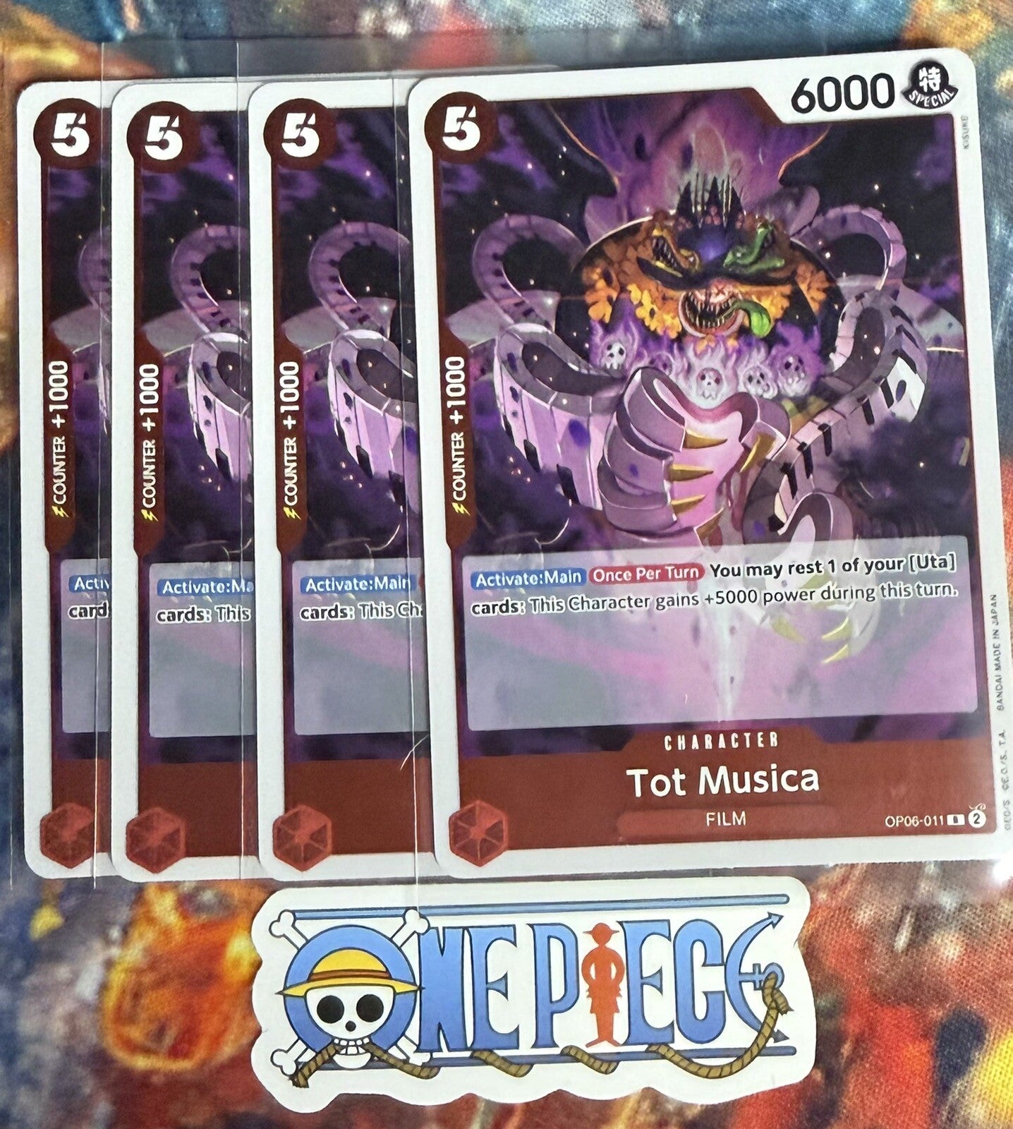 4x One Piece OP06-011 R Tot Musica - ENG - Foil - Playset - TCG - NM/M