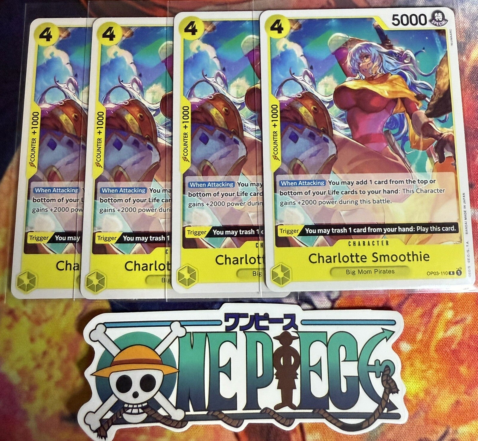 4x One Piece OP03-110 R Charlotte Smoothie - EN - Playset - Regular - TCG - NM/M