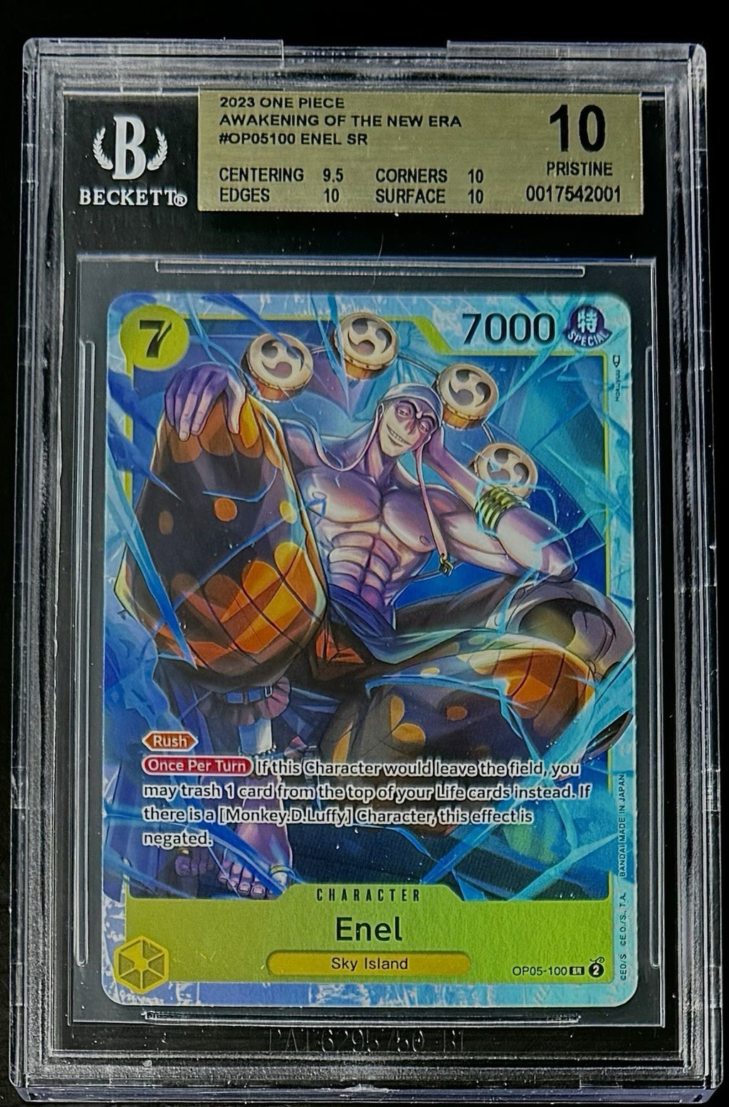 BGS 10 One Piece OP05-100 SR Enel - English - Awakening of the New Era - Graded
