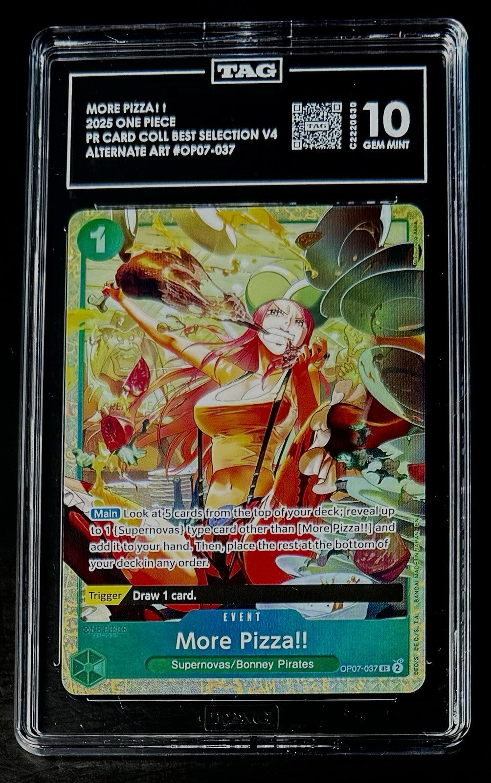 TAG 10 One Piece OP07-037 UC More Pizza!! - EN - Foil - Best Vol.4 - Graded