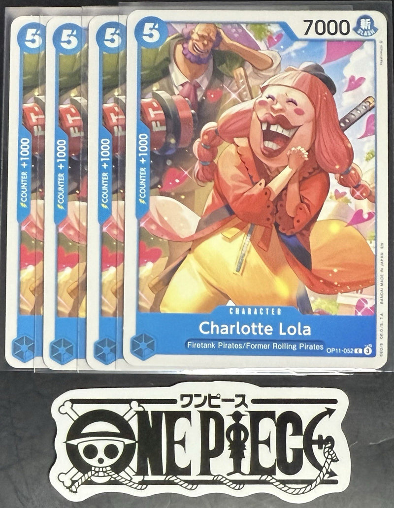 4x One Piece OP11-052 C Charlotte Lola - English - Regular - Play Set -LD01-NM/M