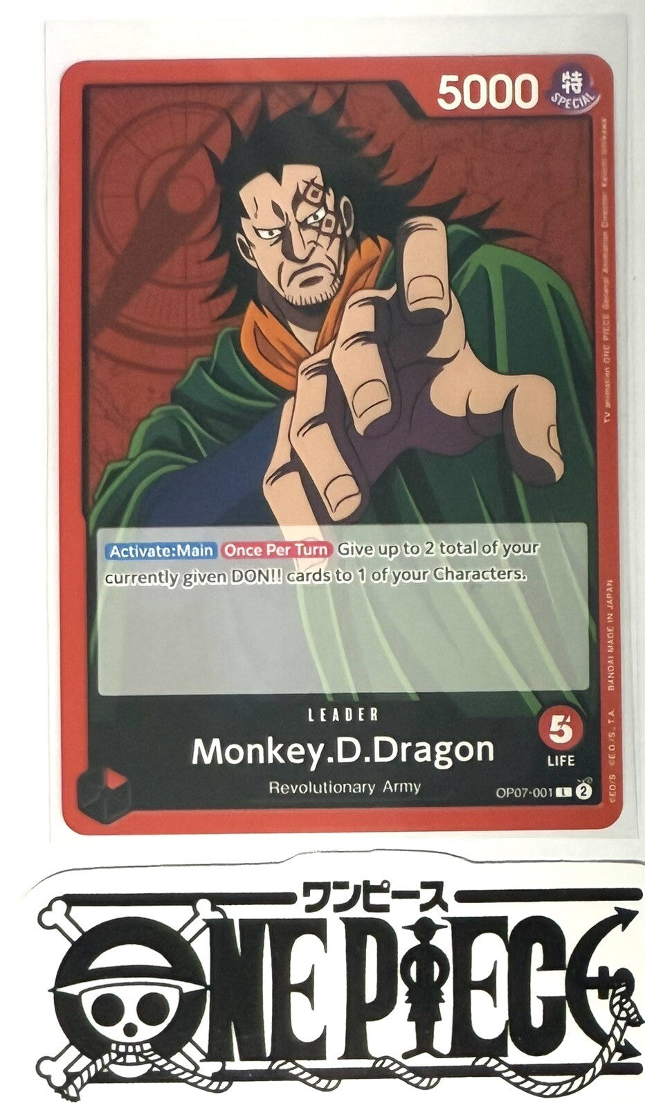 One Piece OP07-001 L Monkey.D.Dragon - Leader - English - TCG - NM/M