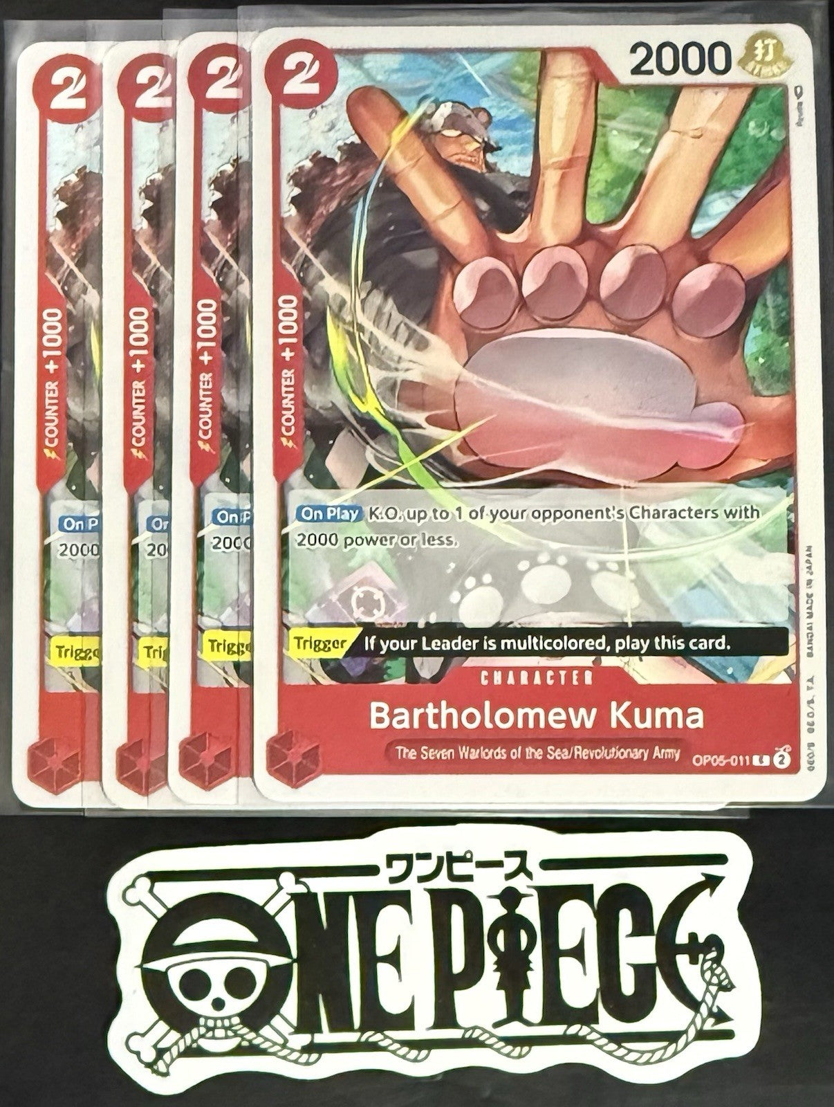 4x One Piece OP05-011 C Bartholomew Kuma - English - Play Set - Regular-TCG-NM/M