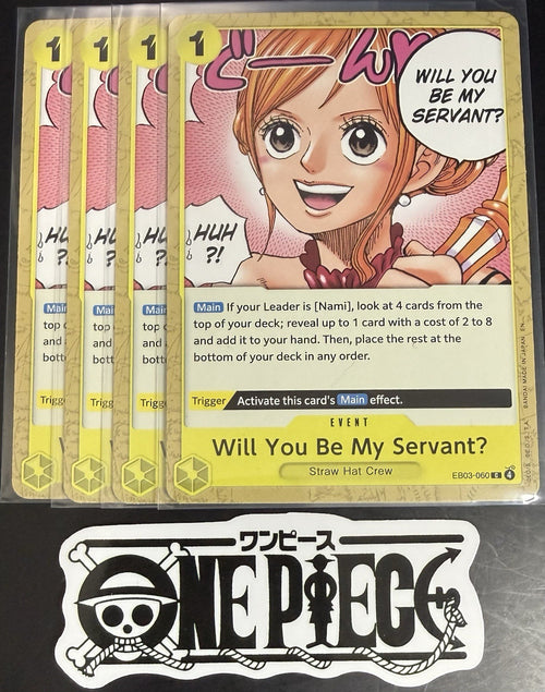 4 x One Piece EB03-060 C - Will You Be My Servant? - EN - Regular -Play Set-NM/M