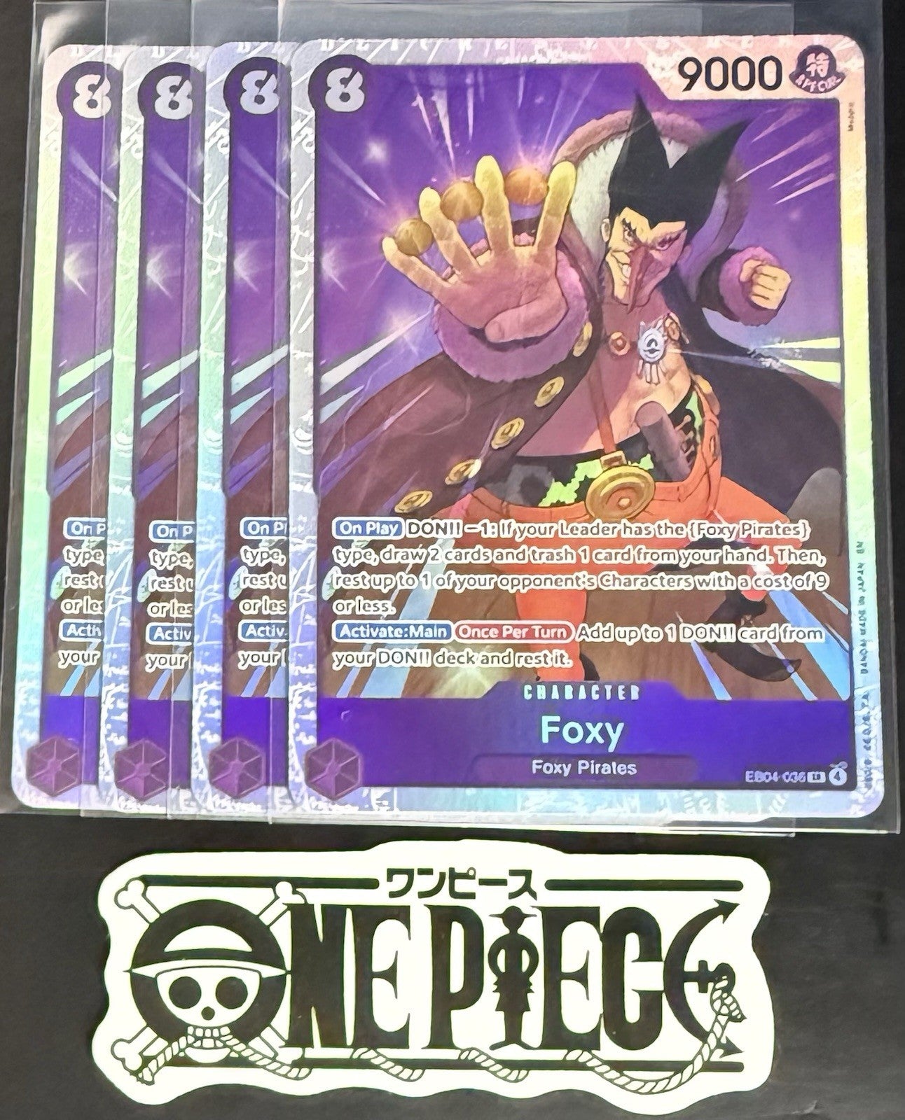 4x One Piece EB04-036 SR - Foxy  - EN - Foil - Play Set - TCG - NM/M