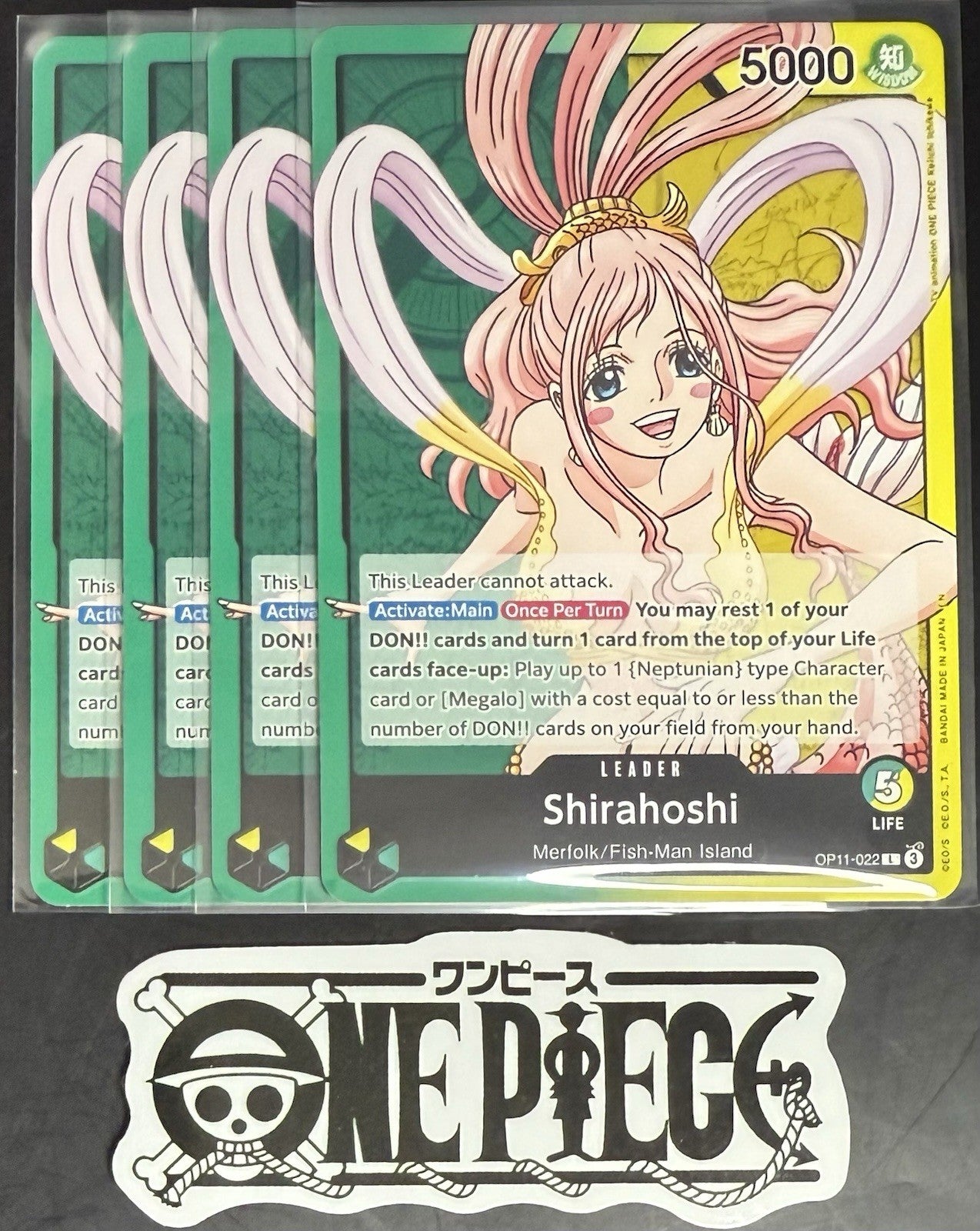 4 x One Piece OP11-022 L - Shirahoshi - ENG - Regular - TCG - NM/M